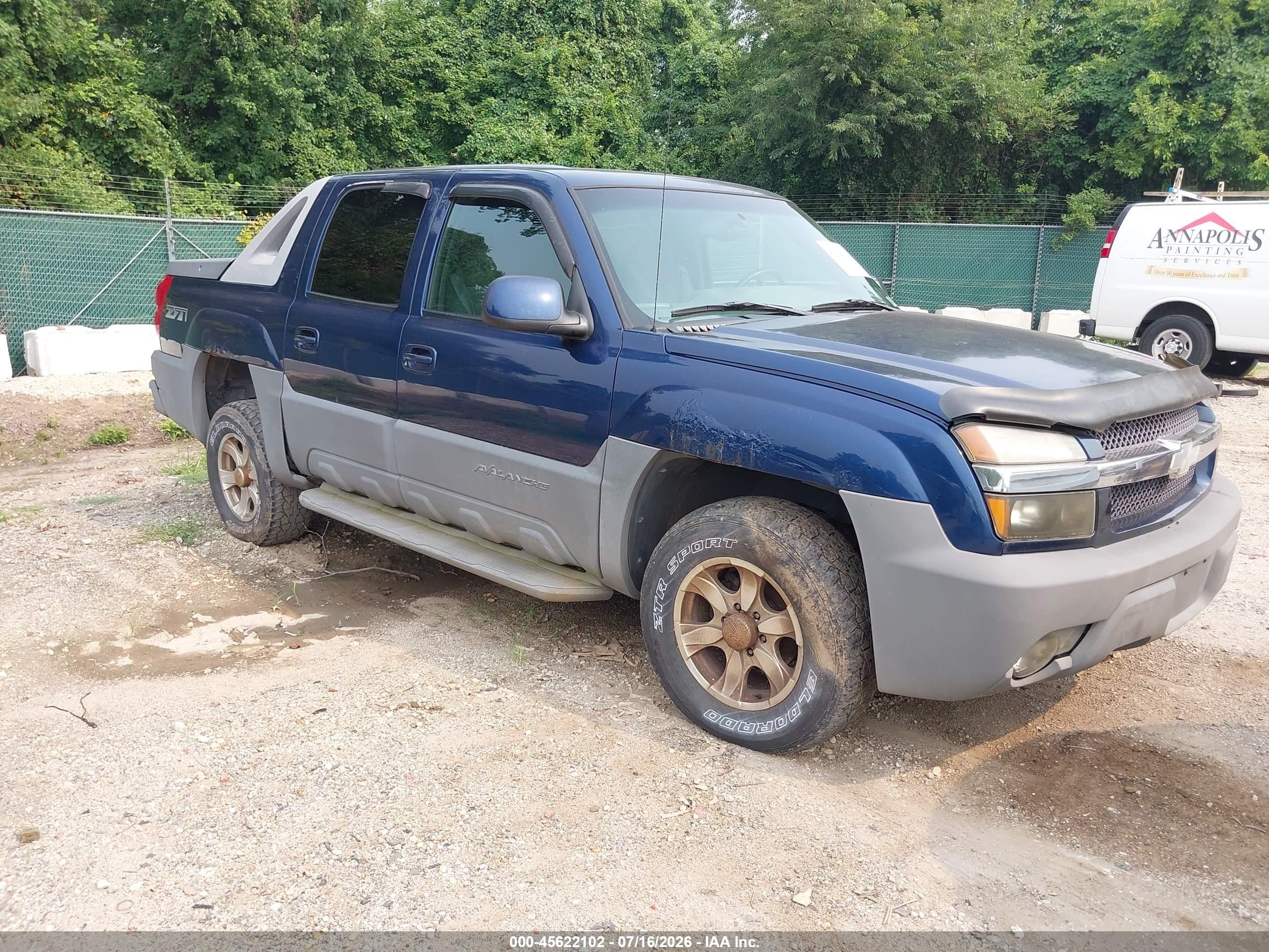 2002 Chevrolet Avalanche 1500   Blue vin: 3GNEK13T32G344701