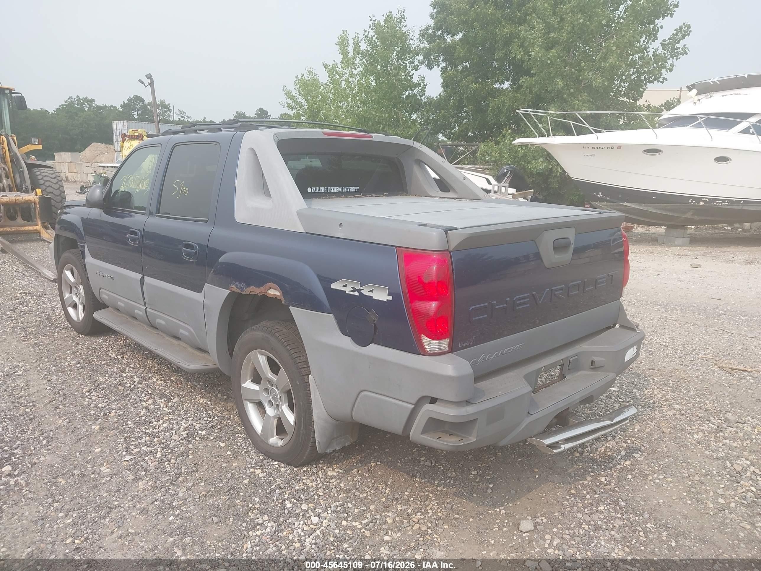 2002 Chevrolet Avalanche 1500   Blue vin: 3GNEK13T52G133564