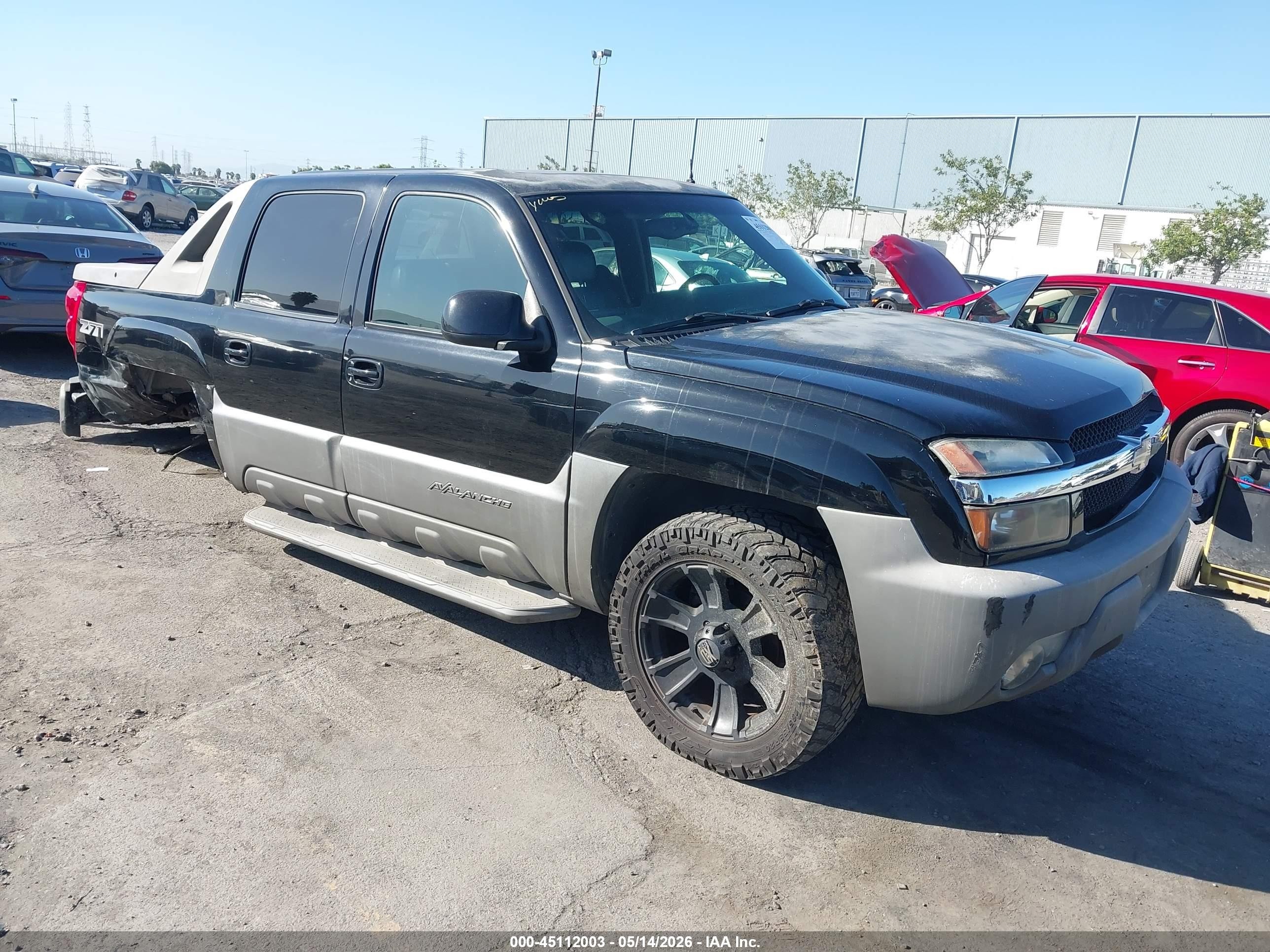2002 Chevrolet Avalanche 1500   Black vin: 3GNEK13T52G186684