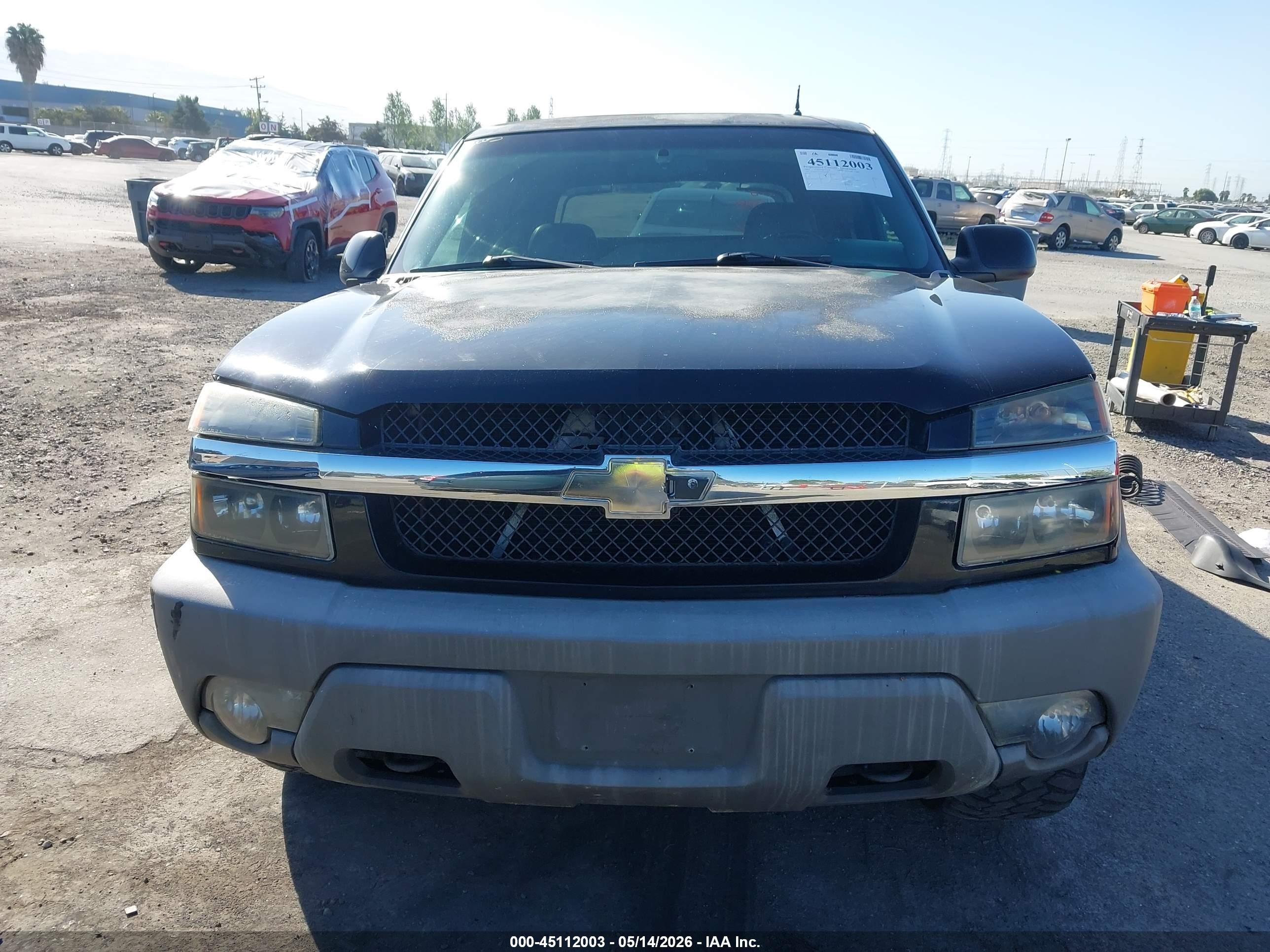 2002 Chevrolet Avalanche 1500   Black vin: 3GNEK13T52G186684