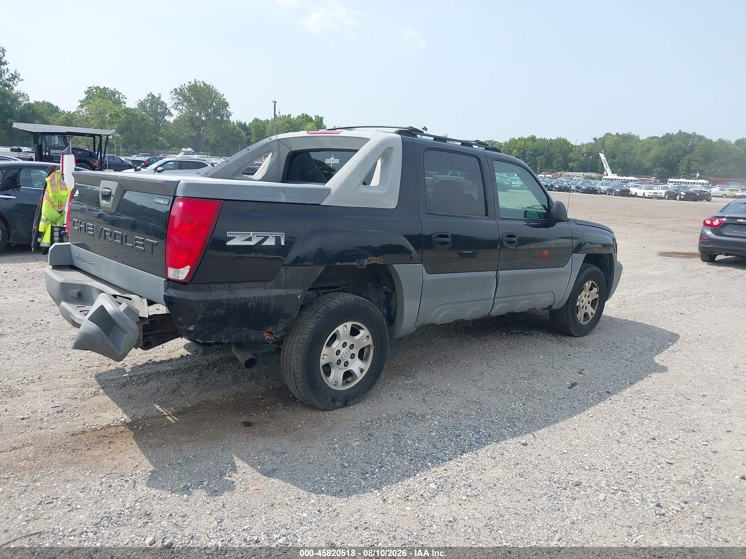 2002 Chevrolet Avalanche 1500   Black vin: 3GNEK13T62G136604