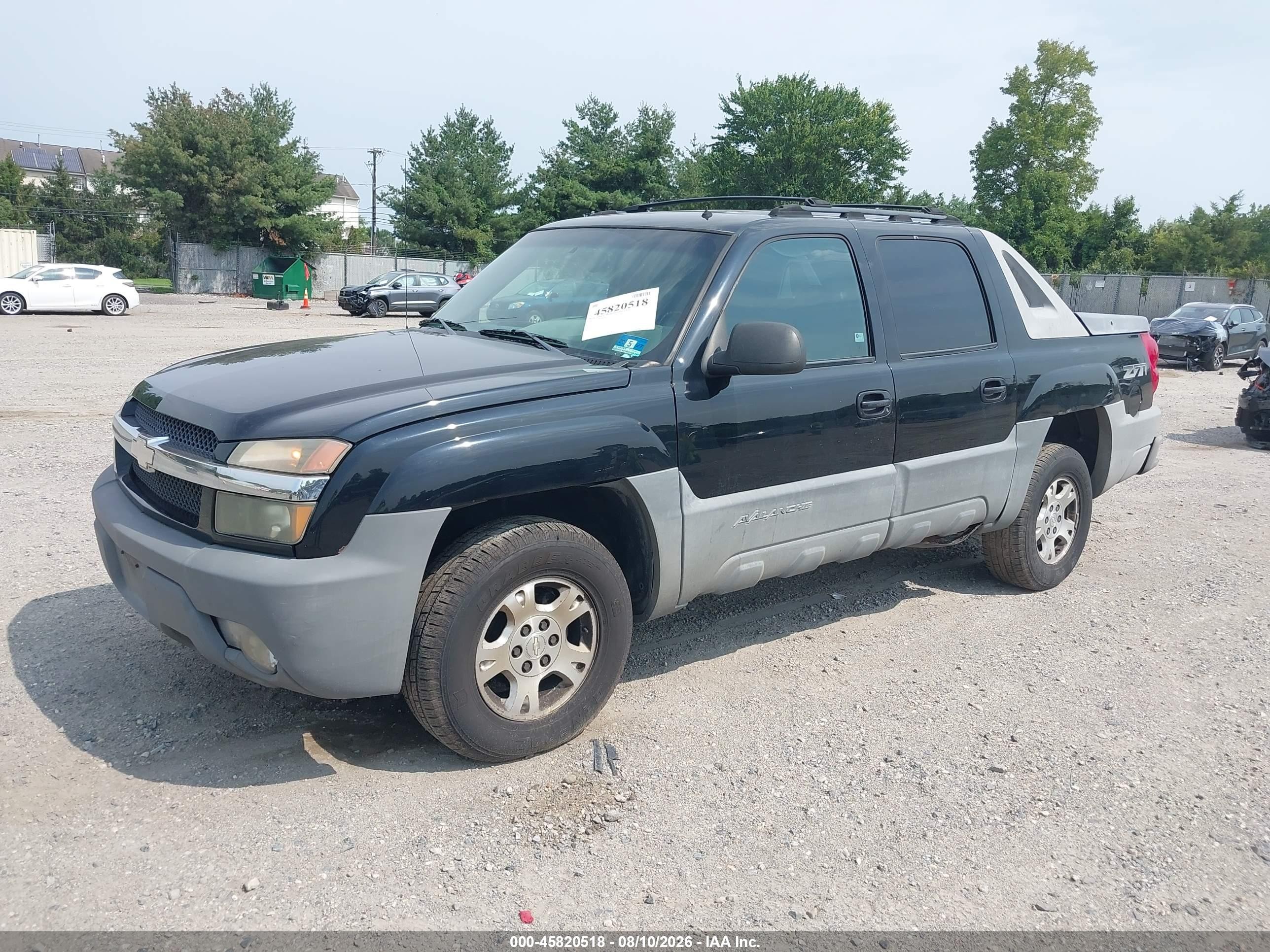 2002 Chevrolet Avalanche 1500   Black vin: 3GNEK13T62G136604