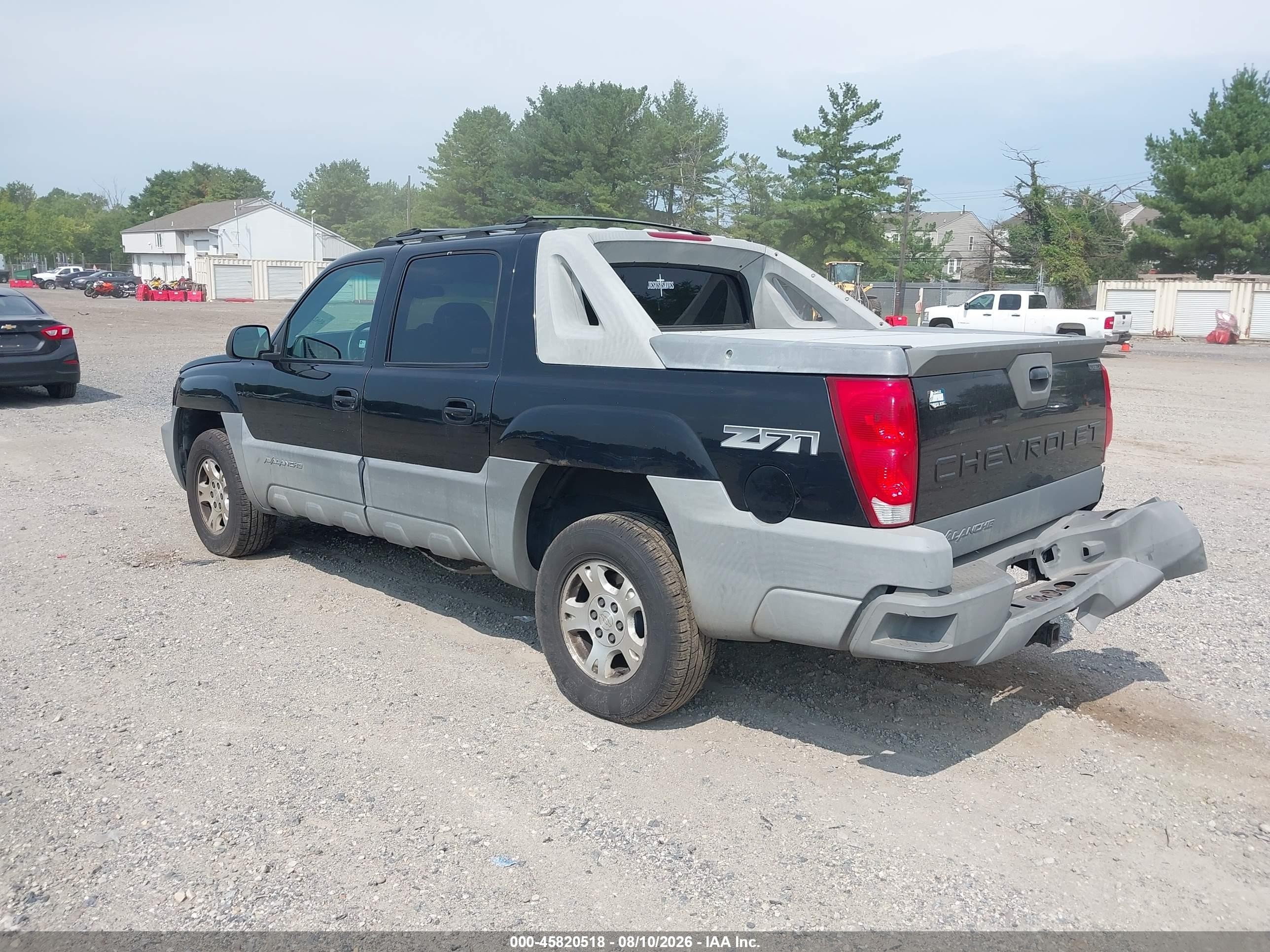2002 Chevrolet Avalanche 1500   Black vin: 3GNEK13T62G136604