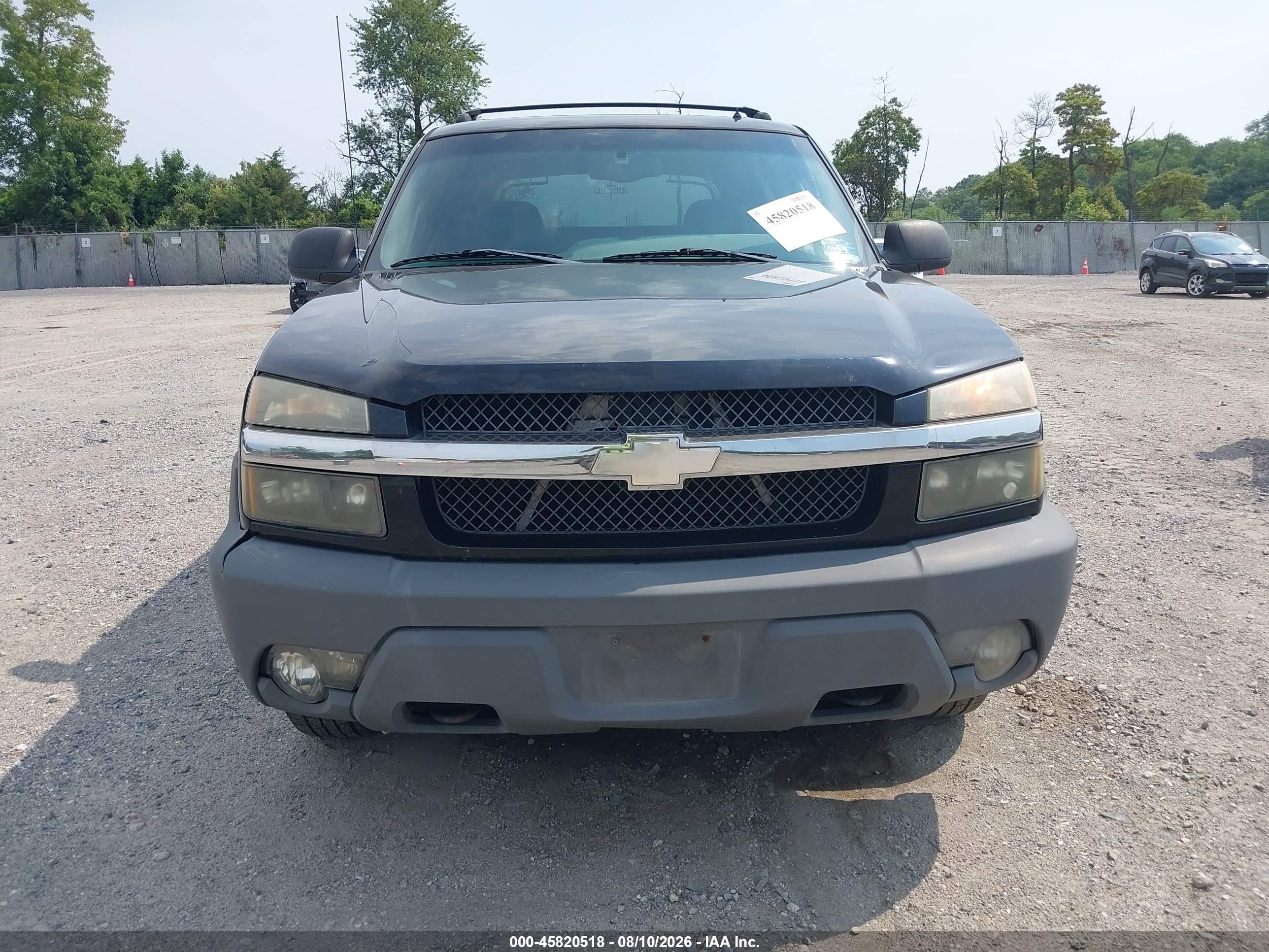 2002 Chevrolet Avalanche 1500   Black vin: 3GNEK13T62G136604