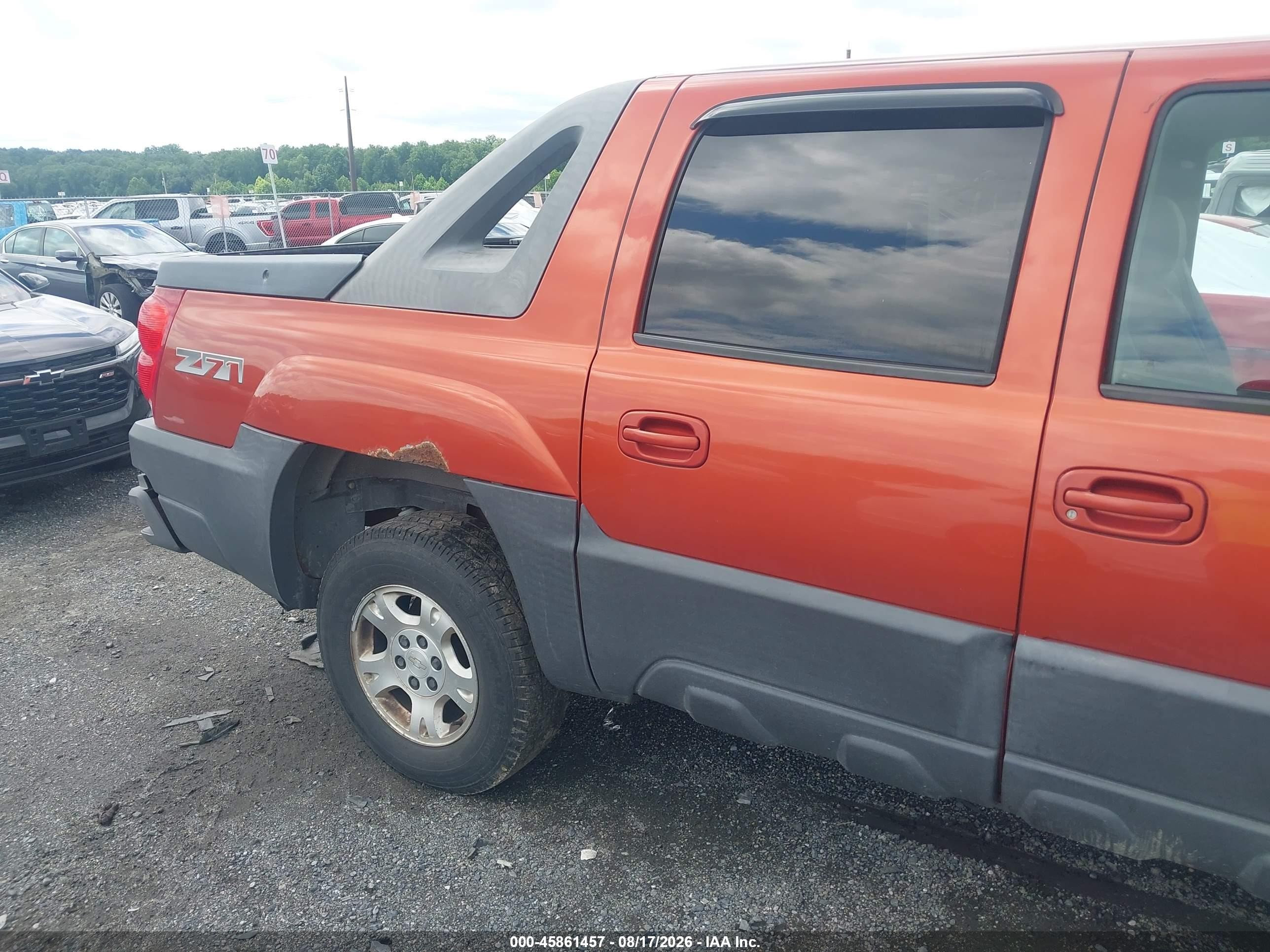 2003 Chevrolet Avalanche 1500   Orange vin: 3GNEK13T63G301262