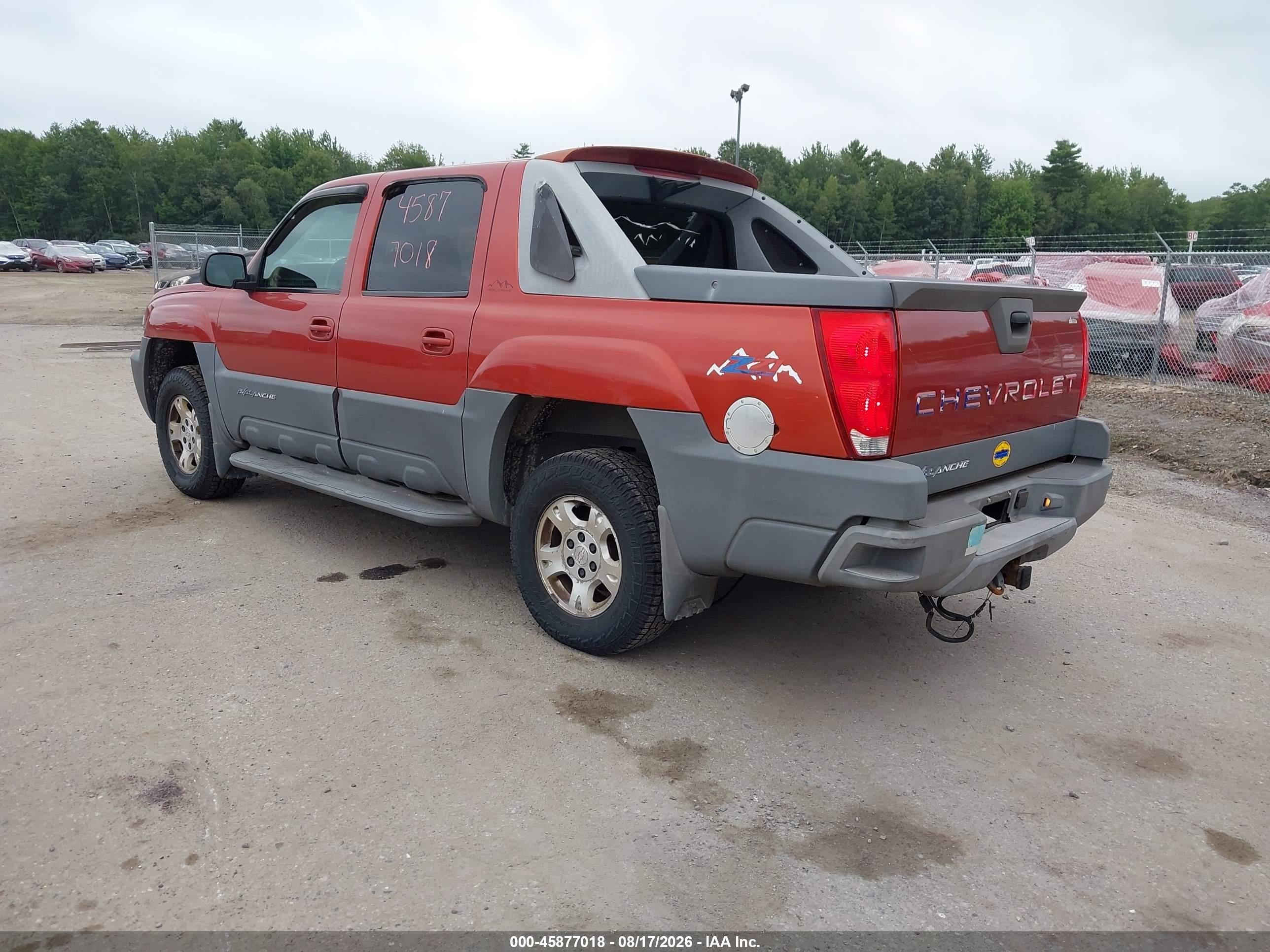 2002 Chevrolet Avalanche K1500 Orange vin: 3GNEK13T72G228448