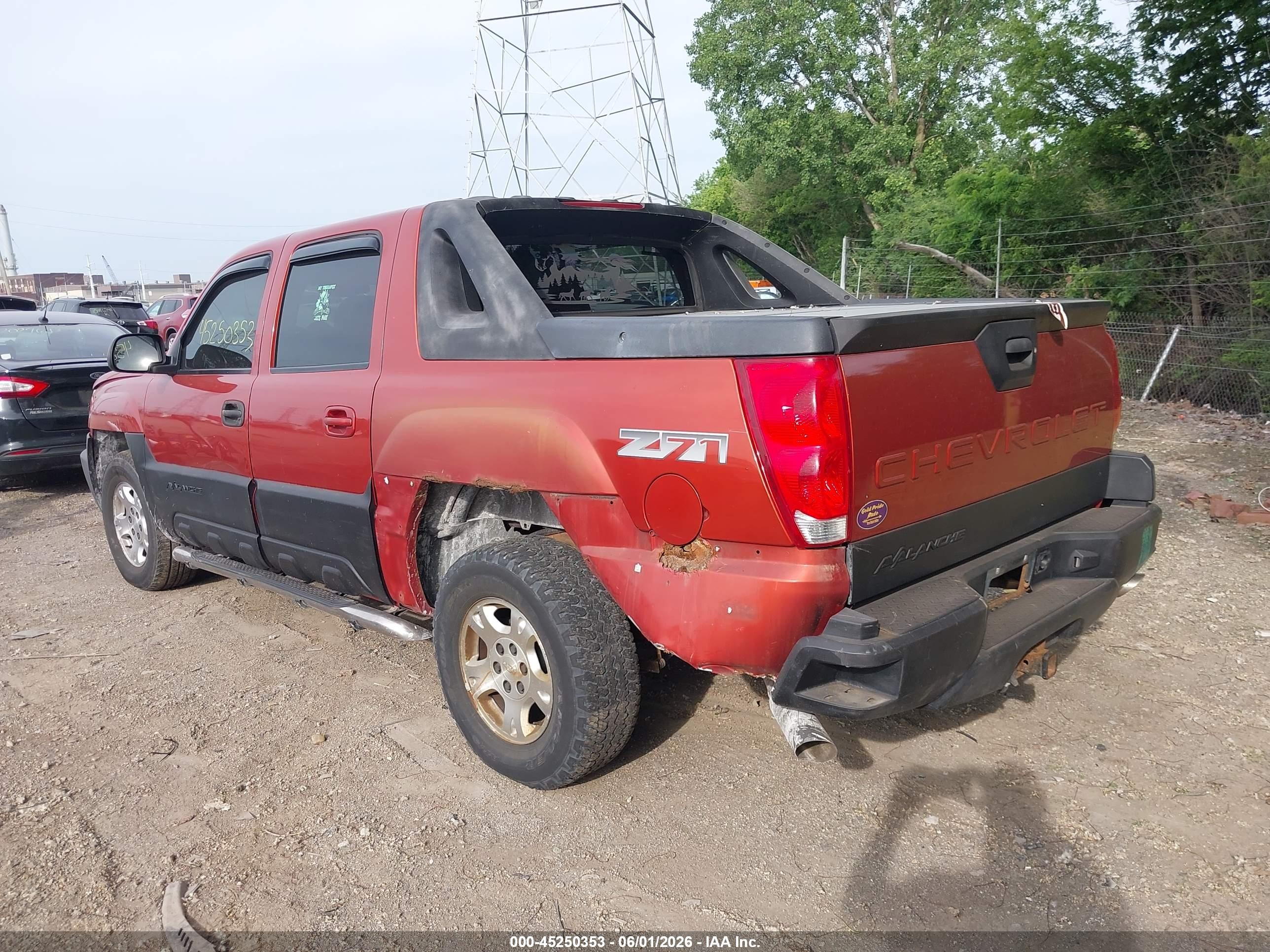 2003 Chevrolet Avalanche 1500   Orange vin: 3GNEK13T73G210128