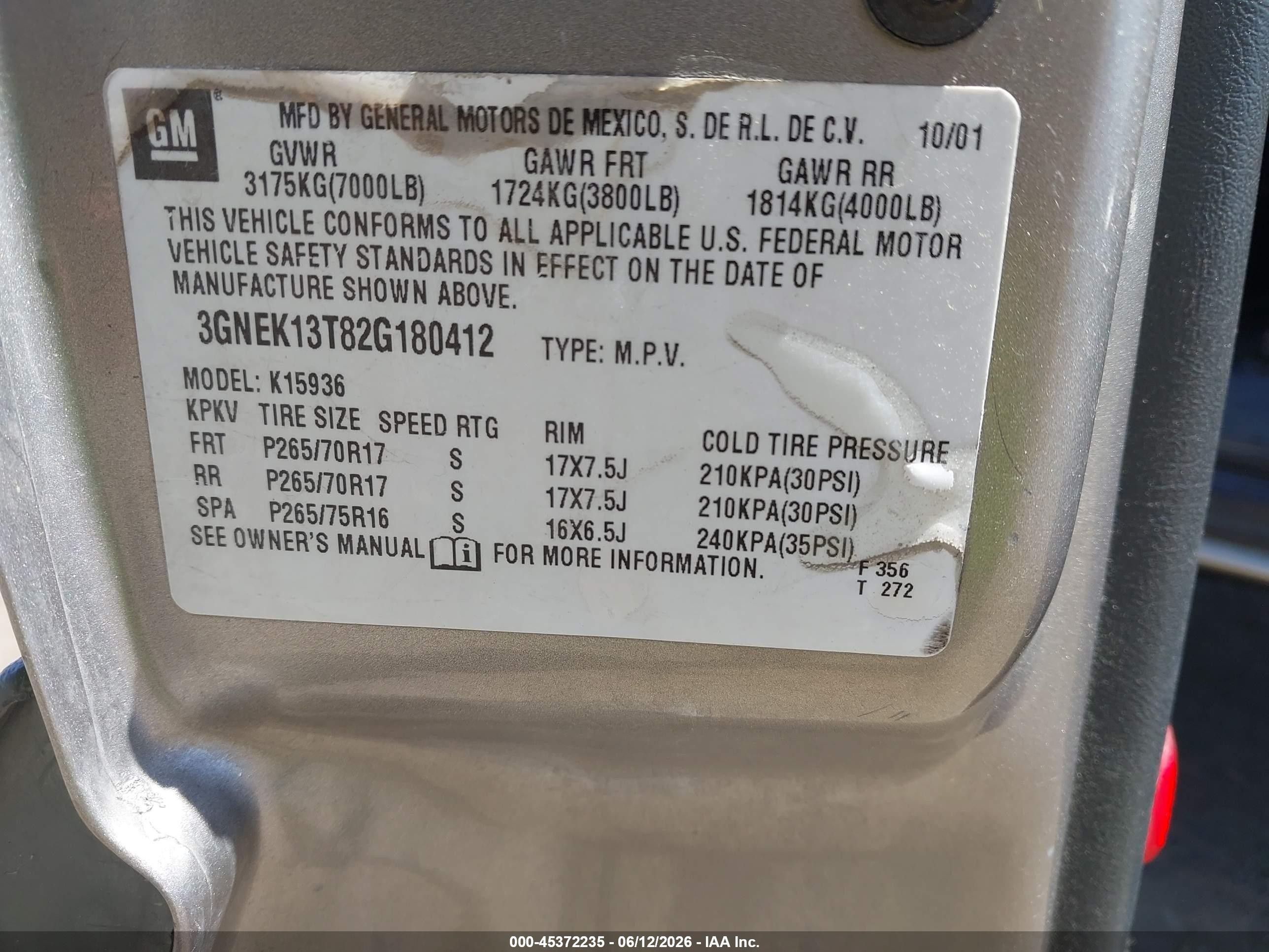 2002 Chevrolet Avalanche 1500 Pewter vin: 3GNEK13T82G180412