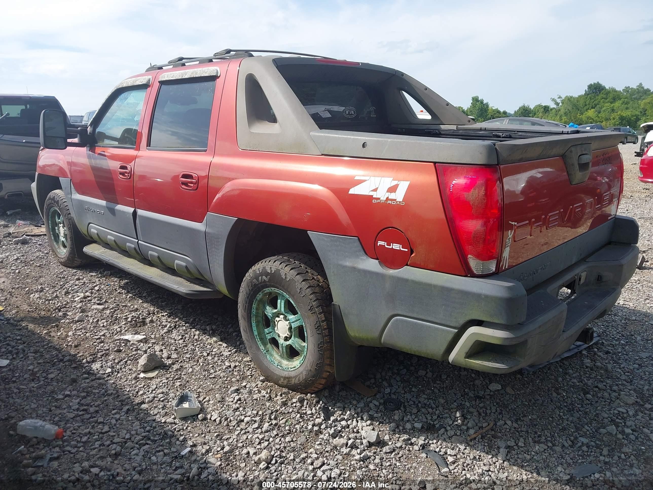 2003 Chevrolet Avalanche K1500 Orange vin: 3GNEK13T83G135942