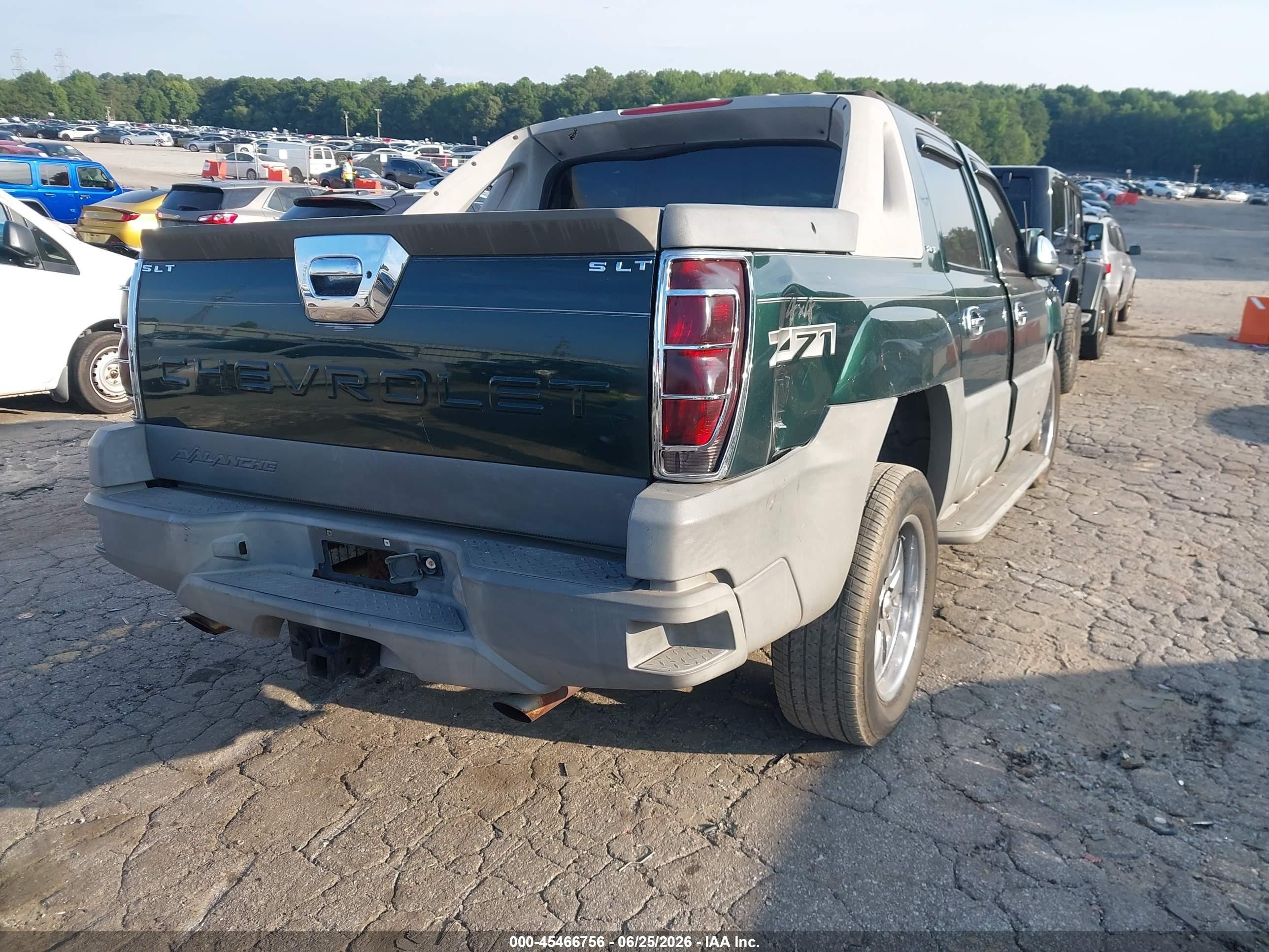 2002 Chevrolet Avalanche 1500   Green vin: 3GNEK13TX2G356828