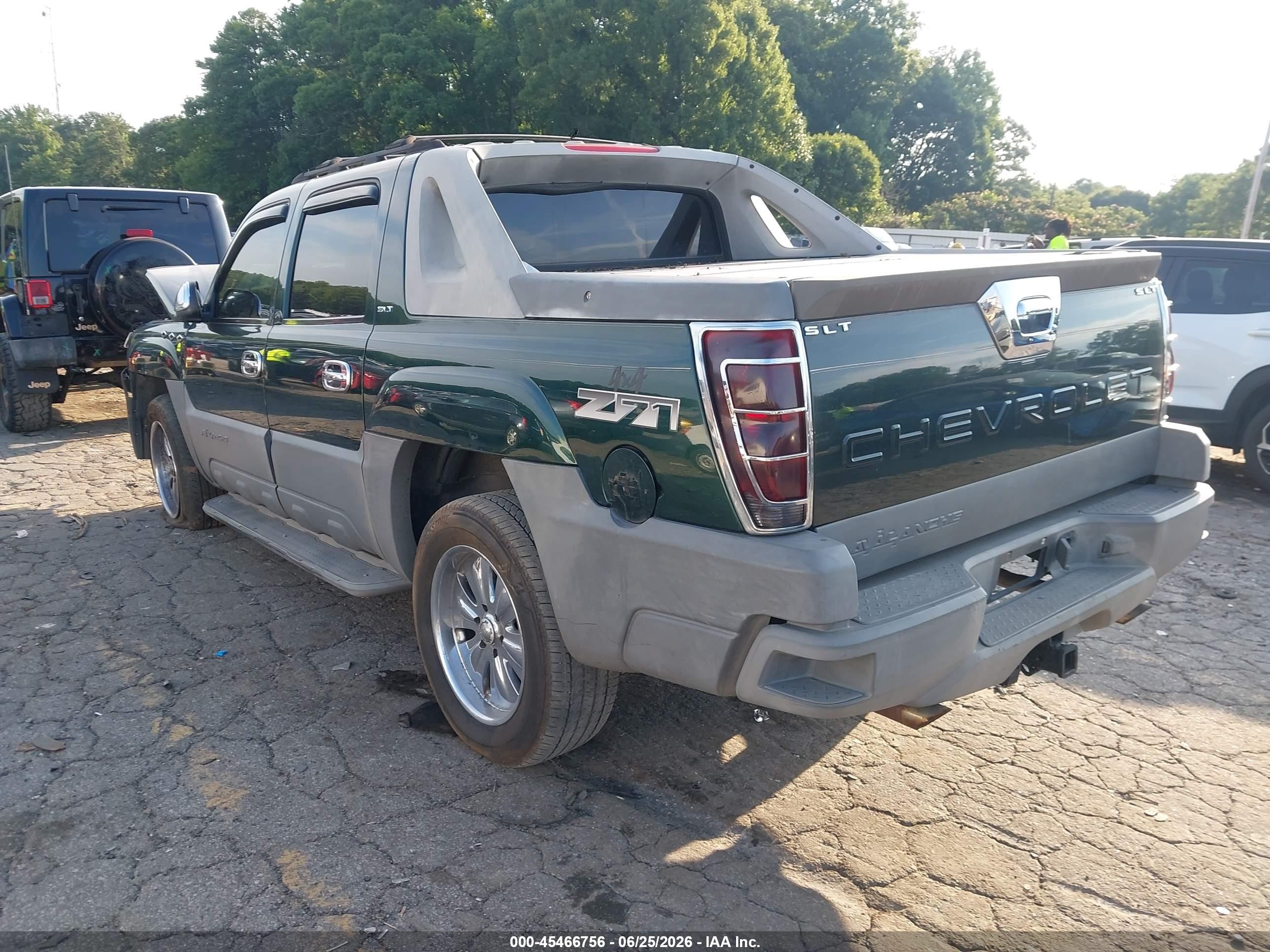2002 Chevrolet Avalanche 1500   Green vin: 3GNEK13TX2G356828