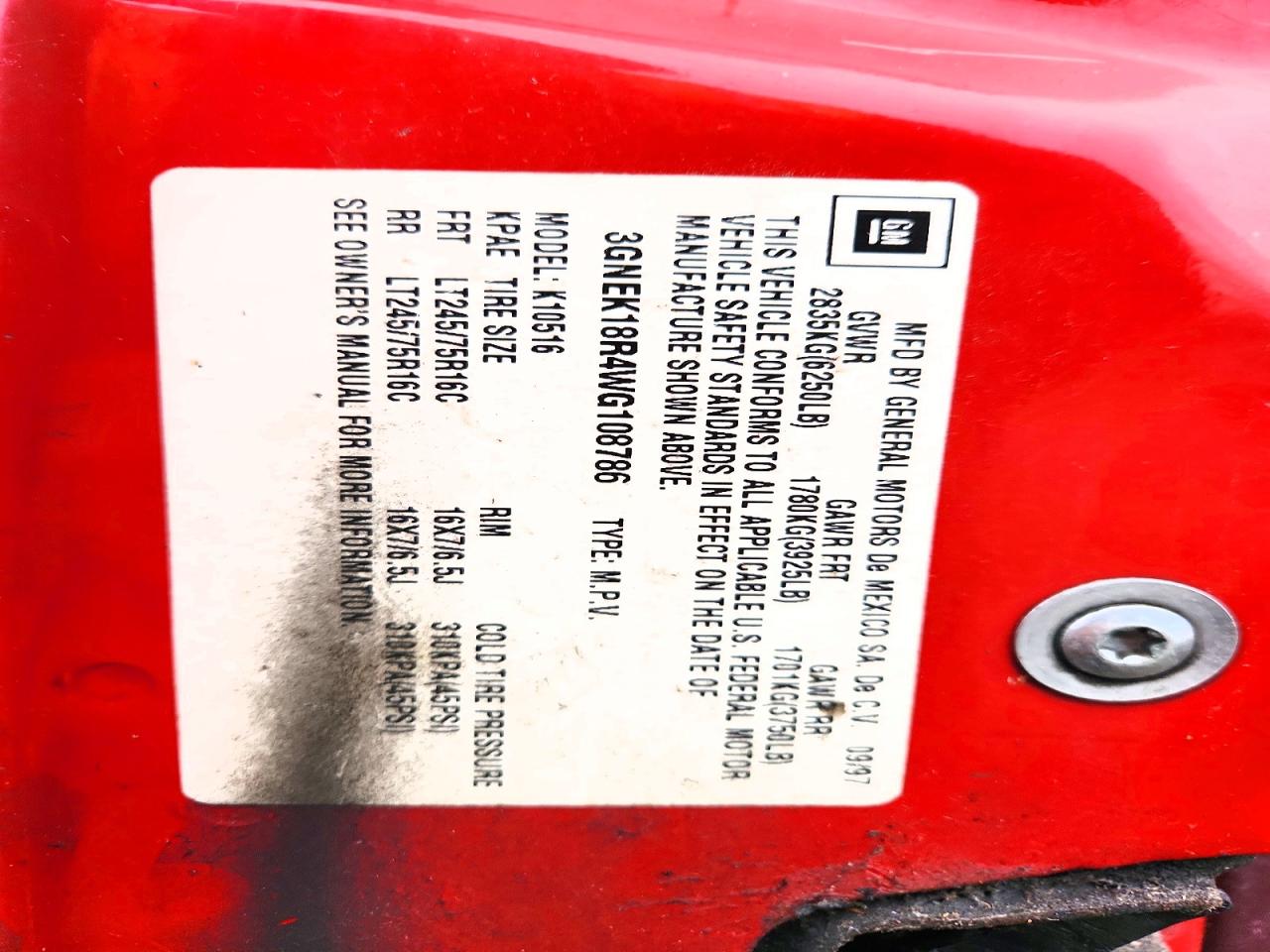 1998 Chevrolet Tahoe K1500 Red vin: 3GNEK18R4WG108786