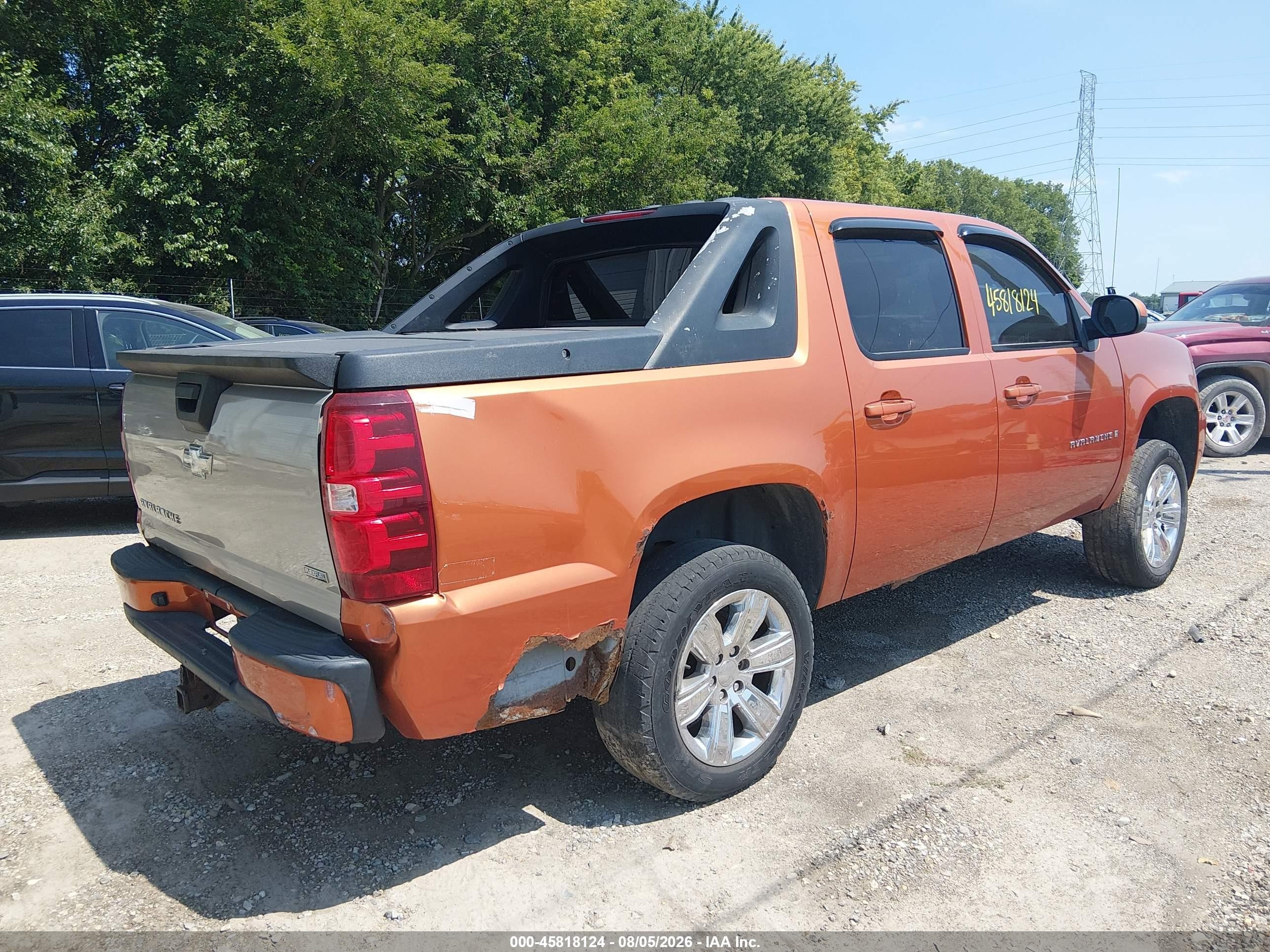 2007 Chevrolet Avalanche 1500 Lt Orange vin: 3GNFK12367G238918