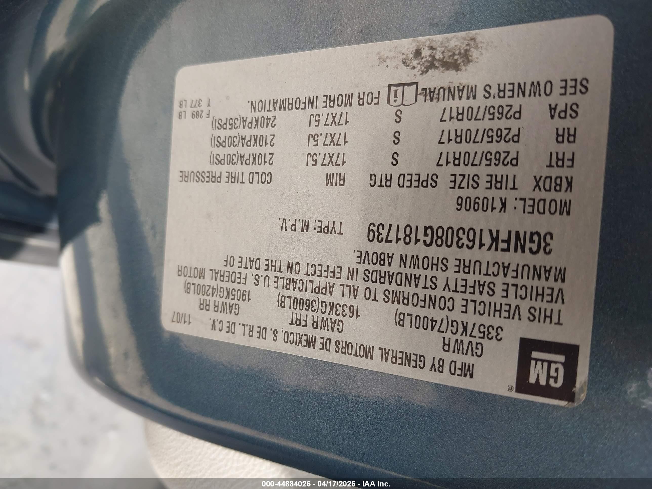 2008 Chevrolet Suburban 1500 Lt Blue vin: 3GNFK16308G181739