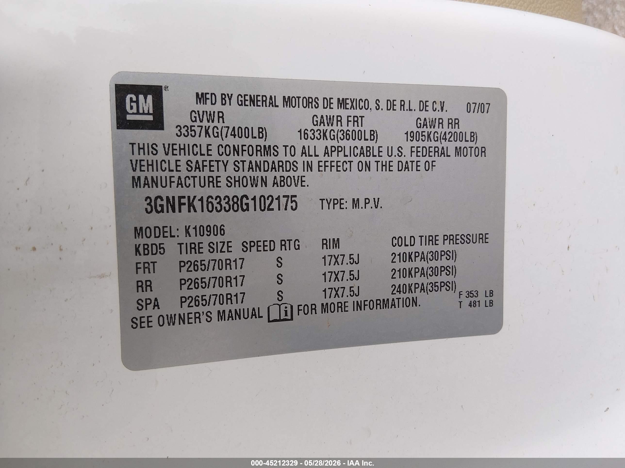 2008 Chevrolet Suburban 1500 Lt White vin: 3GNFK16338G102175