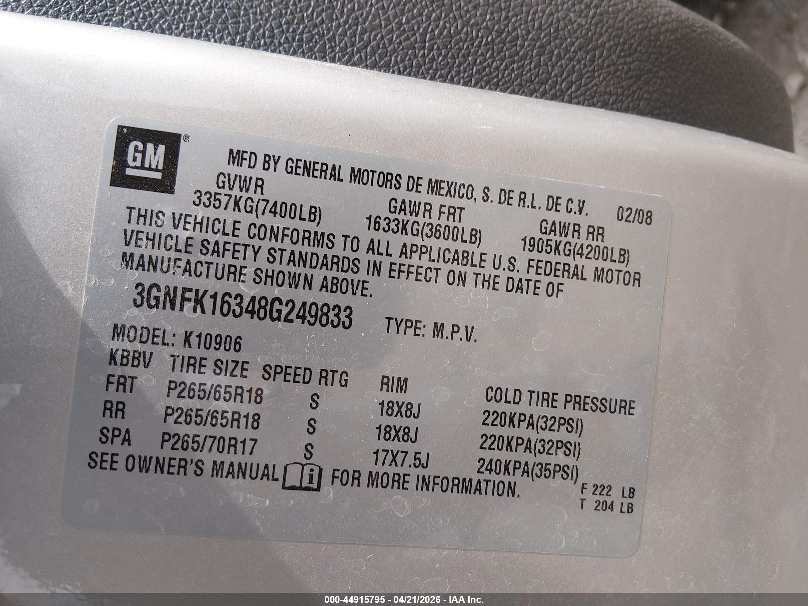 2008 Chevrolet Suburban 1500 Lt Silver vin: 3GNFK16348G249833