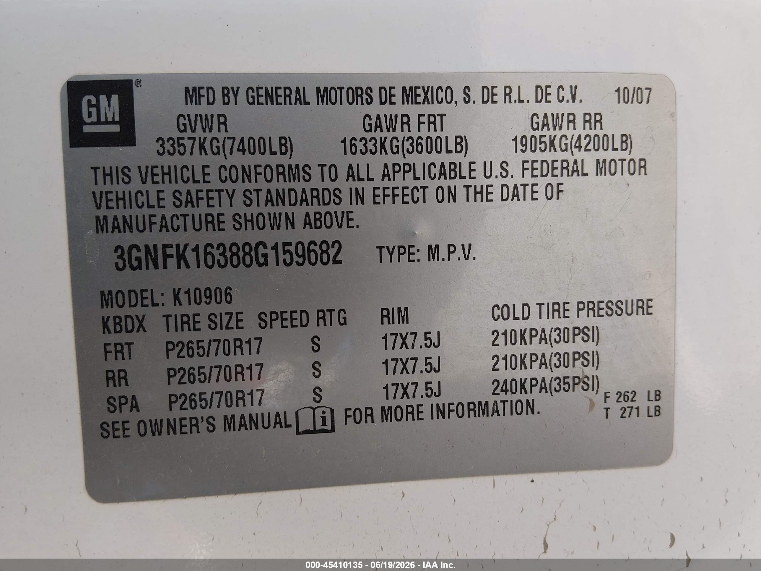 2008 Chevrolet Suburban 1500 Lt White vin: 3GNFK16388G159682