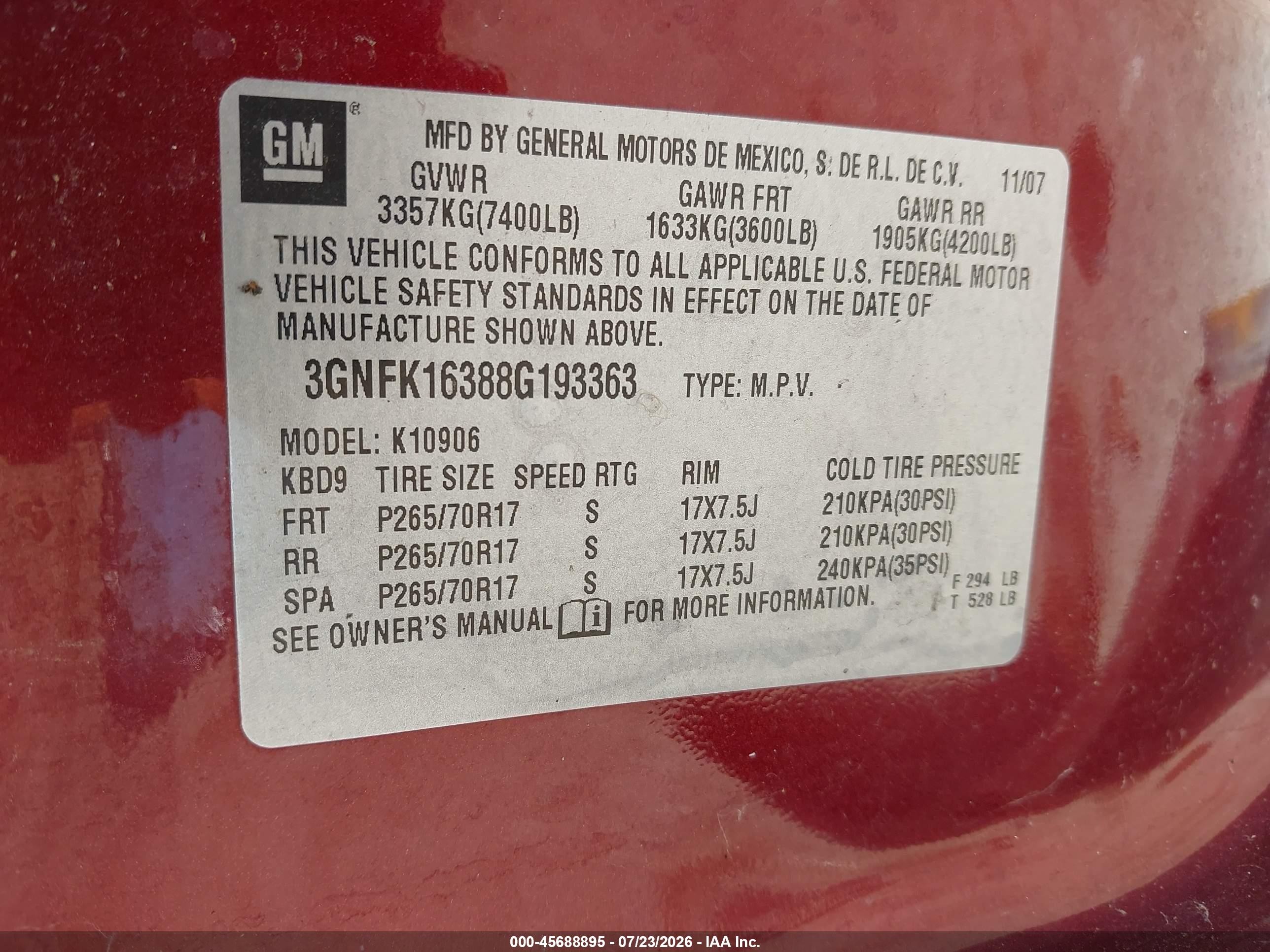 2008 Chevrolet Suburban 1500 Lt Maroon vin: 3GNFK16388G193363