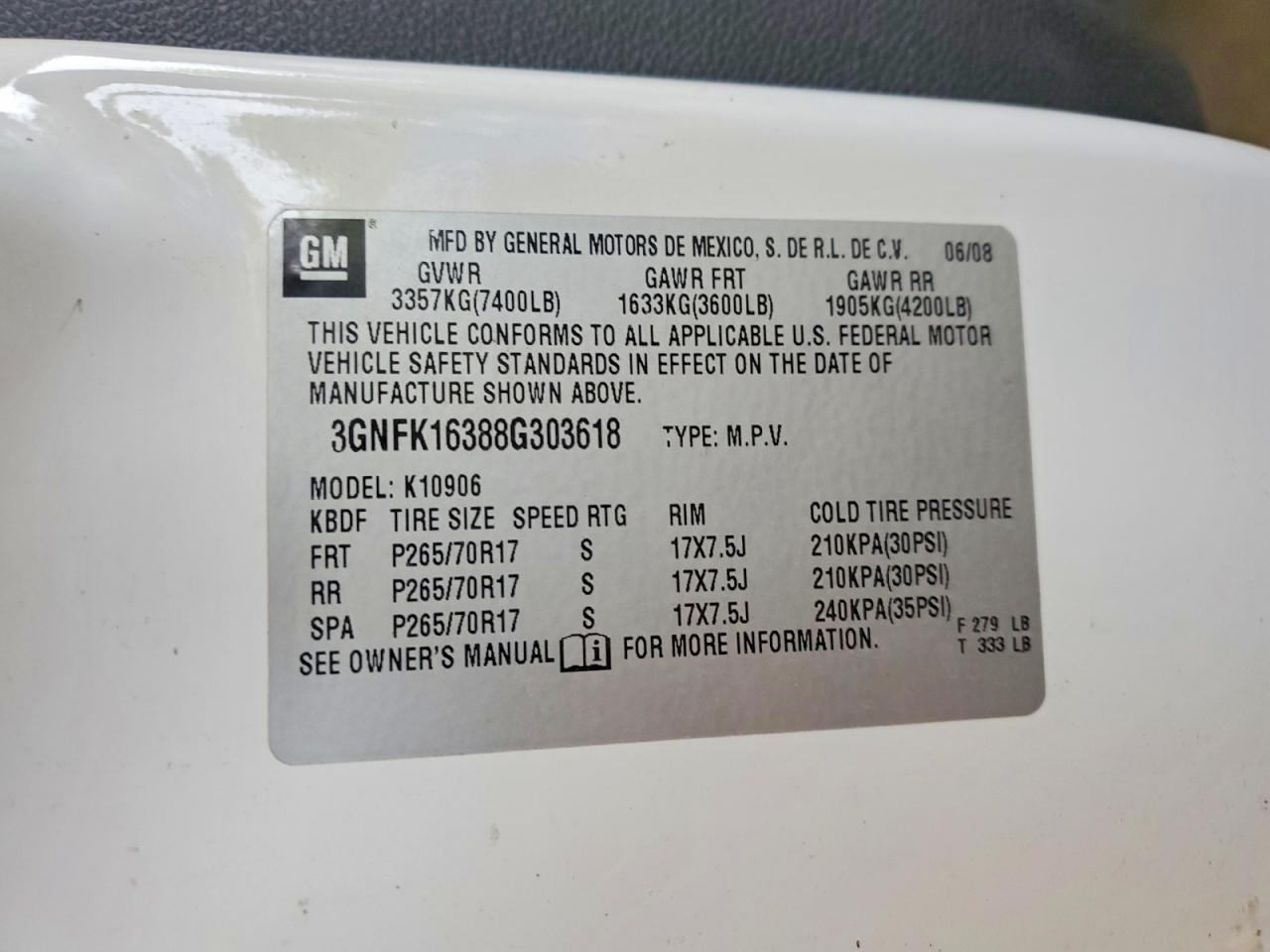 2008 Chevrolet Suburban K1500 Ls White vin: 3GNFK16388G303618