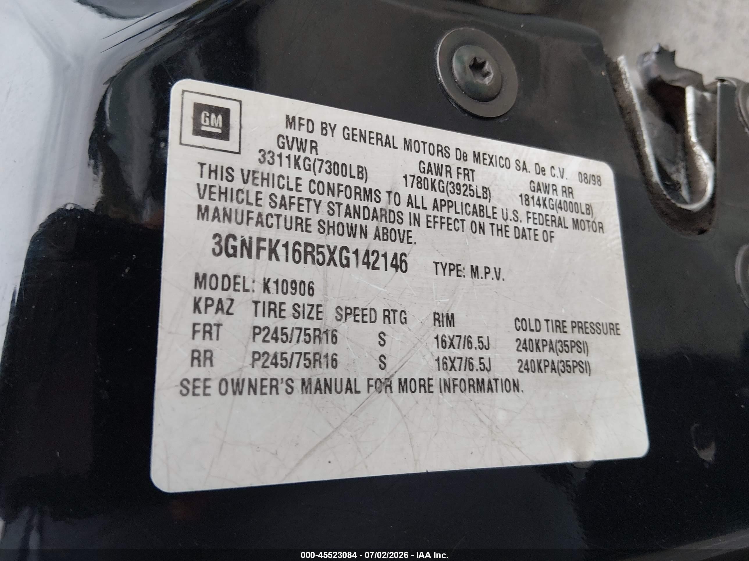 1999 Chevrolet Suburban Lt Black vin: 3GNFK16R5XG142146