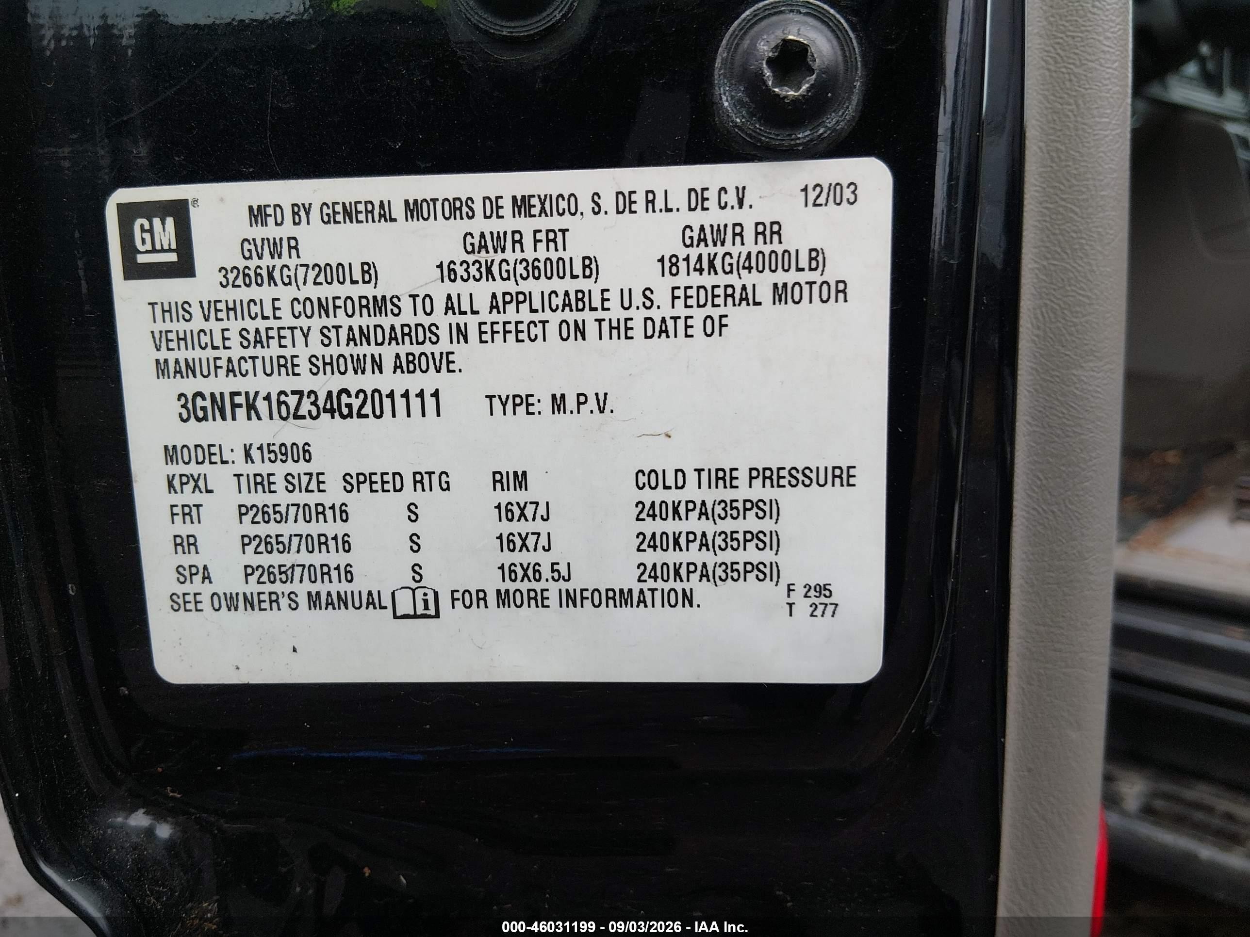 2004 Chevrolet Suburban 1500 Lt Black vin: 3GNFK16Z34G201111