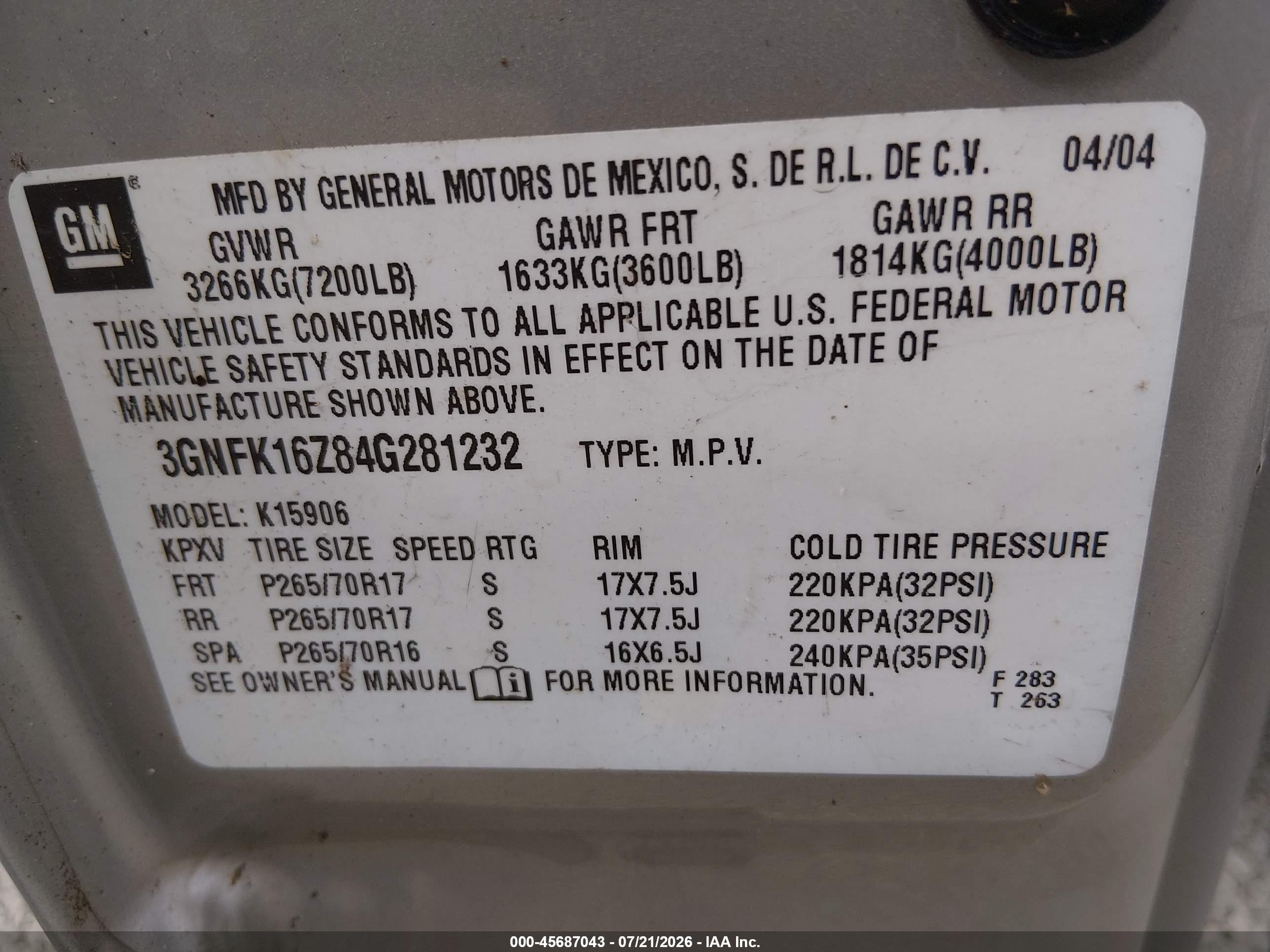 2004 Chevrolet Suburban 1500 Lt Silver vin: 3GNFK16Z84G281232