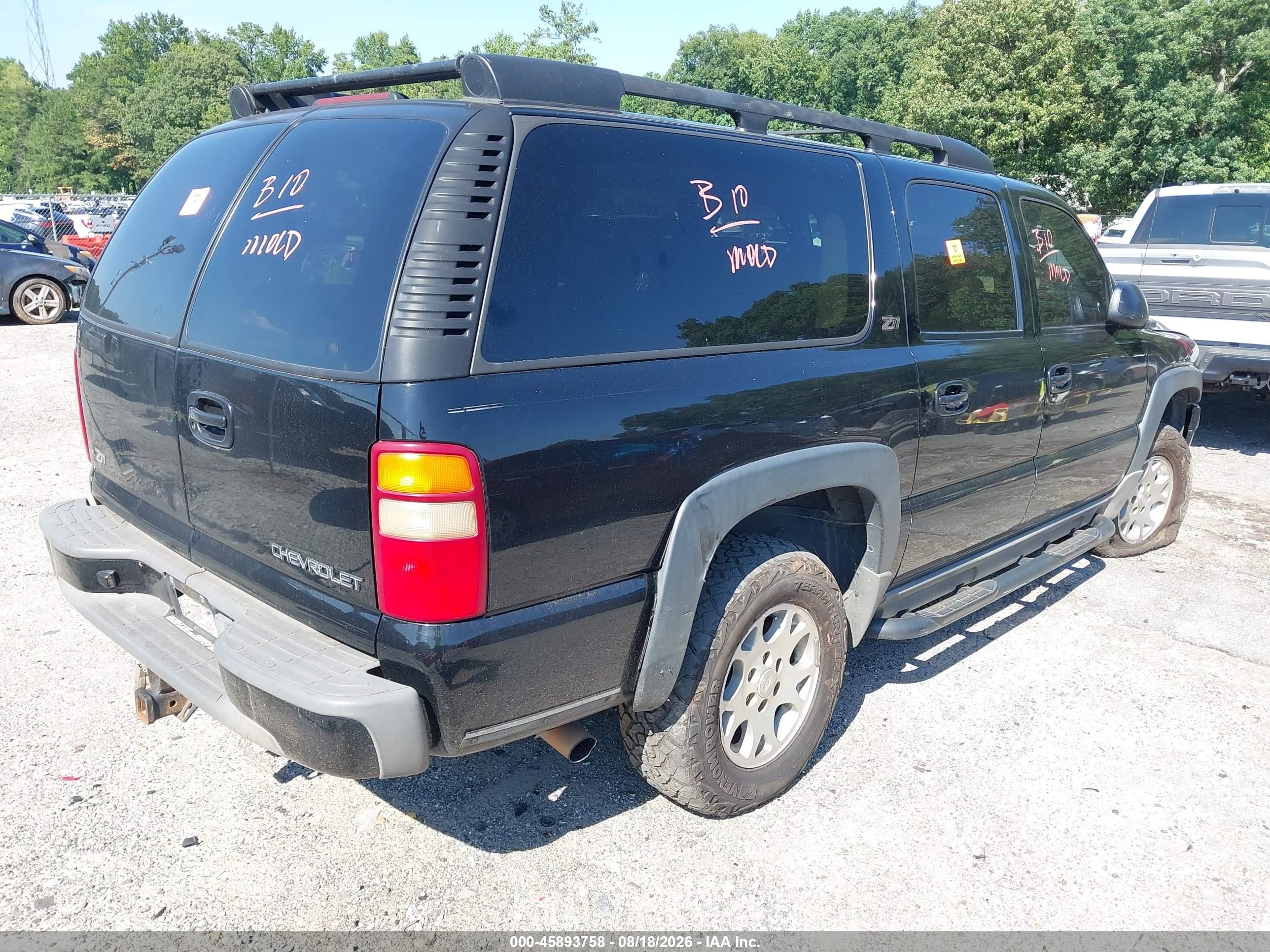 2002 Chevrolet Suburban 1500 Z71 Black vin: 3GNFK16Z92G175353