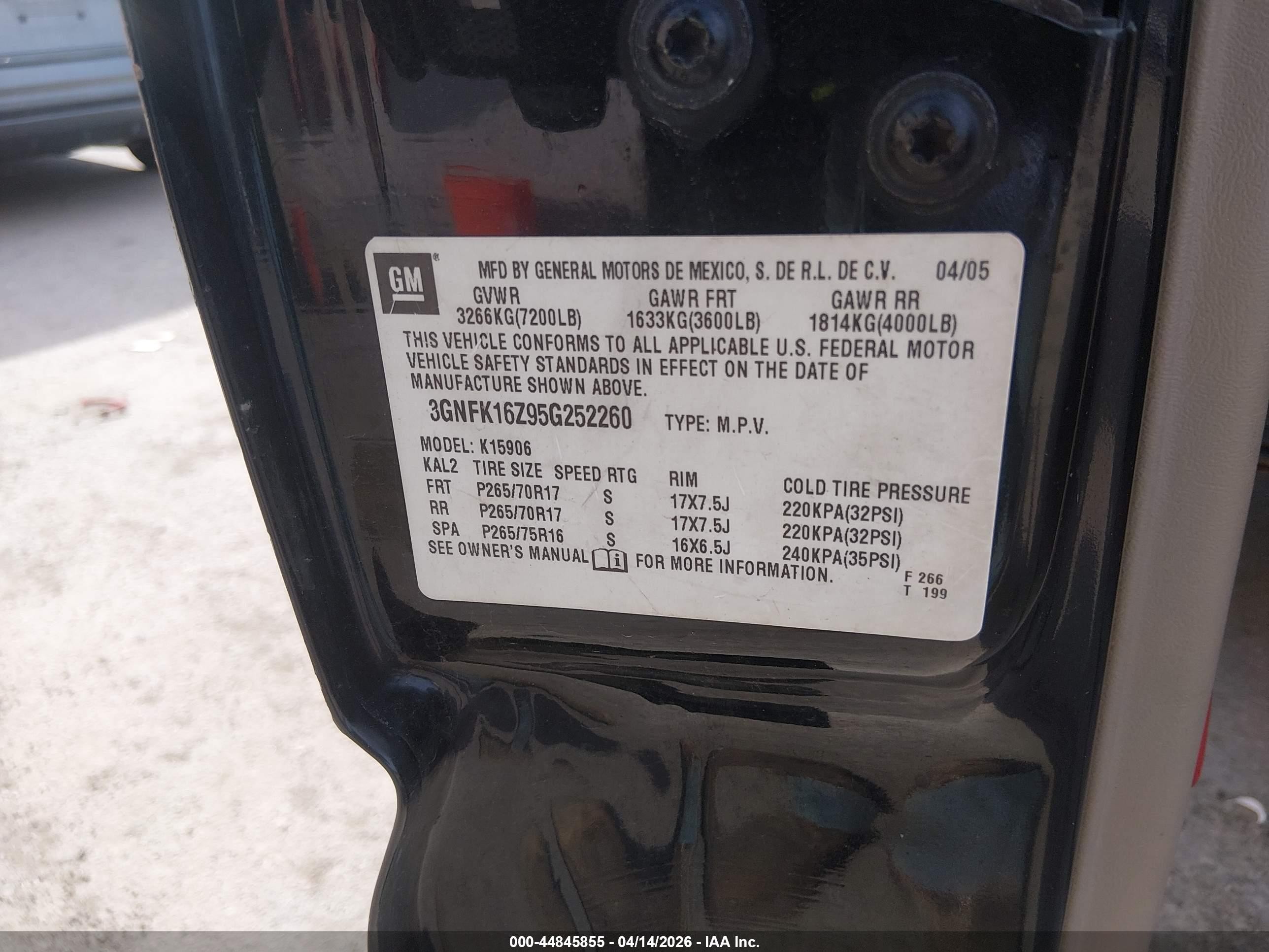 2005 Chevrolet Suburban 1500 Lt Black vin: 3GNFK16Z95G252260