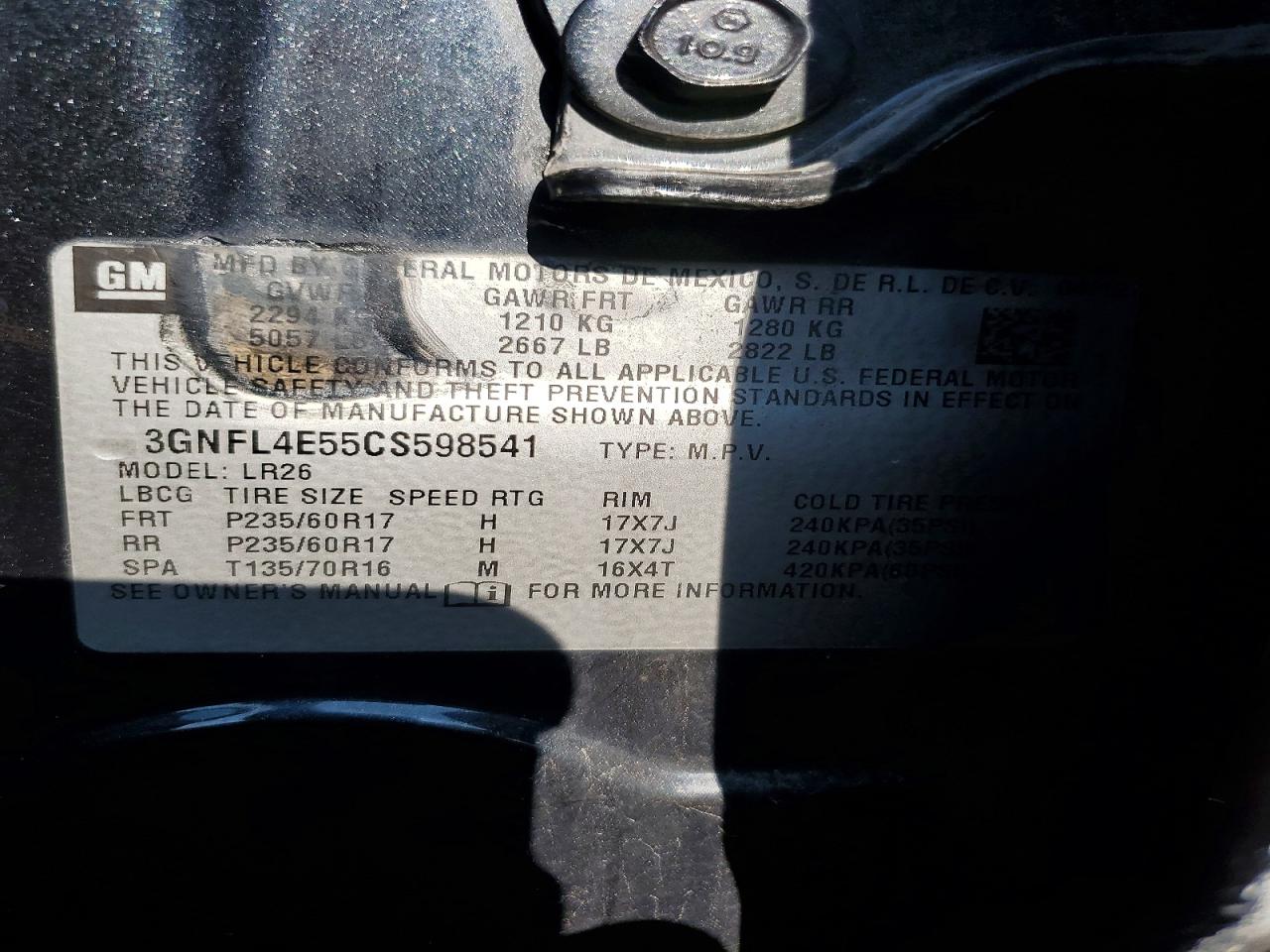 2012 Chevrolet Captiva Sport/ltz Угольный vin: 3GNFL4E55CS598541