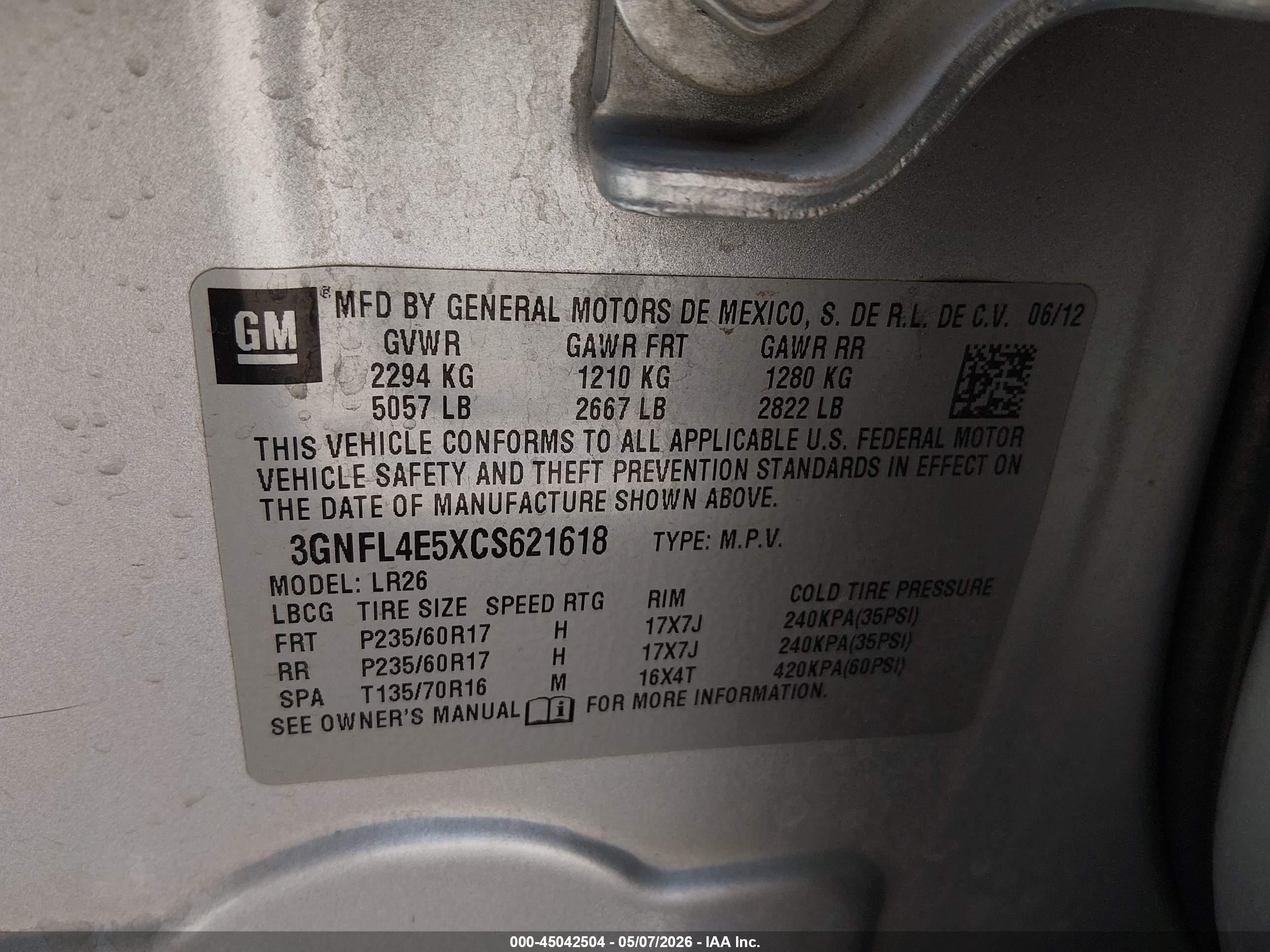 2012 Chevrolet Captiva Sport Ltz Silver vin: 3GNFL4E5XCS621618