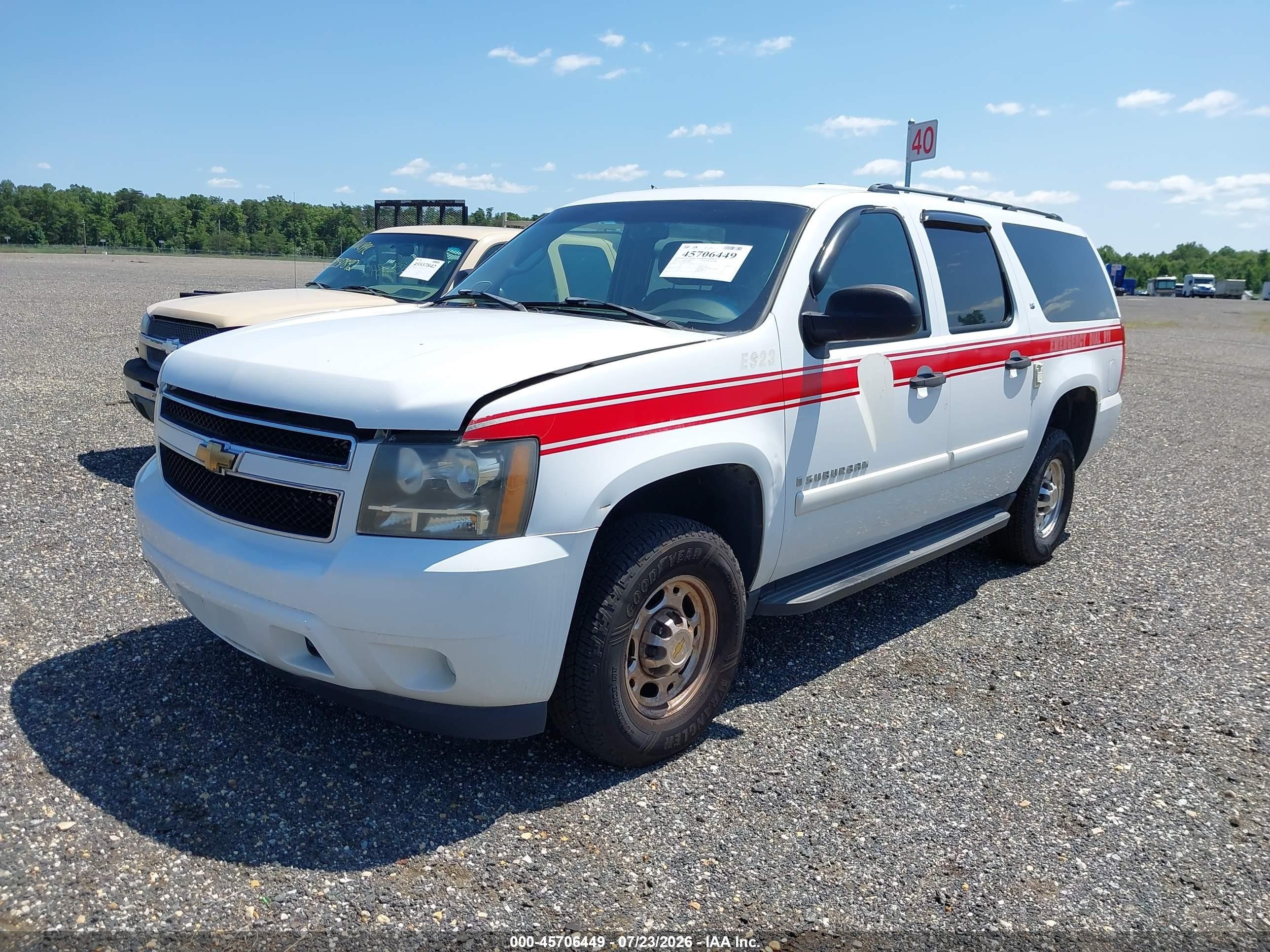 2007 Chevrolet Suburban 2500 Ls White vin: 3GNGK26K97G258866