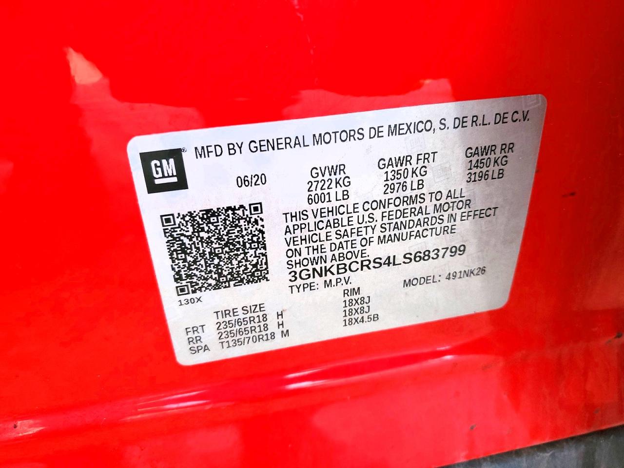 2020 Chevrolet Blazer 2lt Red vin: 3GNKBCRS4LS683799