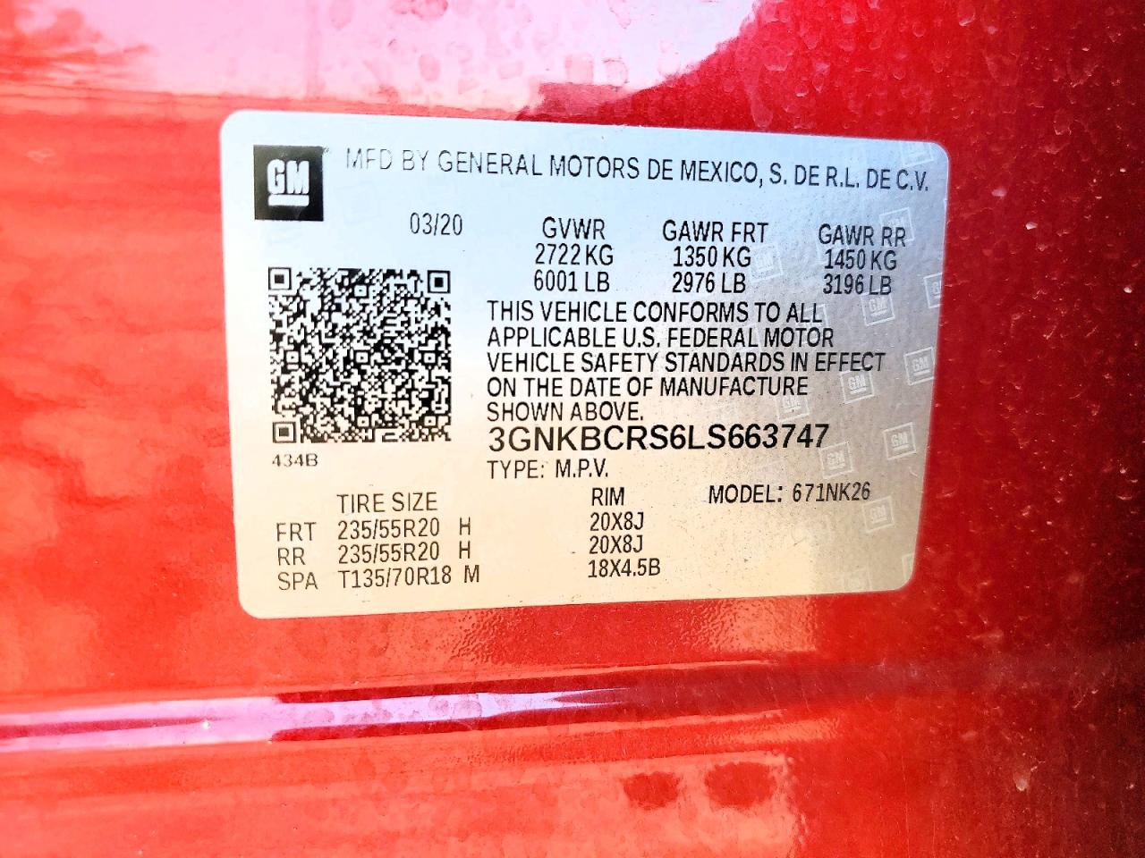 2020 Chevrolet Blazer 2lt Red vin: 3GNKBCRS6LS663747