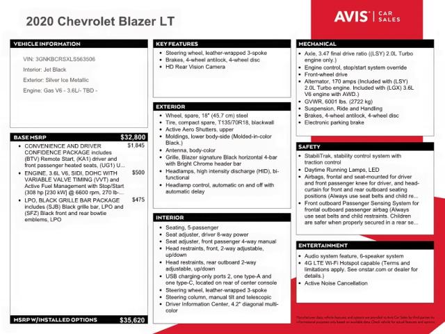 2020 Chevrolet Blazer 2lt Silver vin: 3GNKBCRSXLS563506