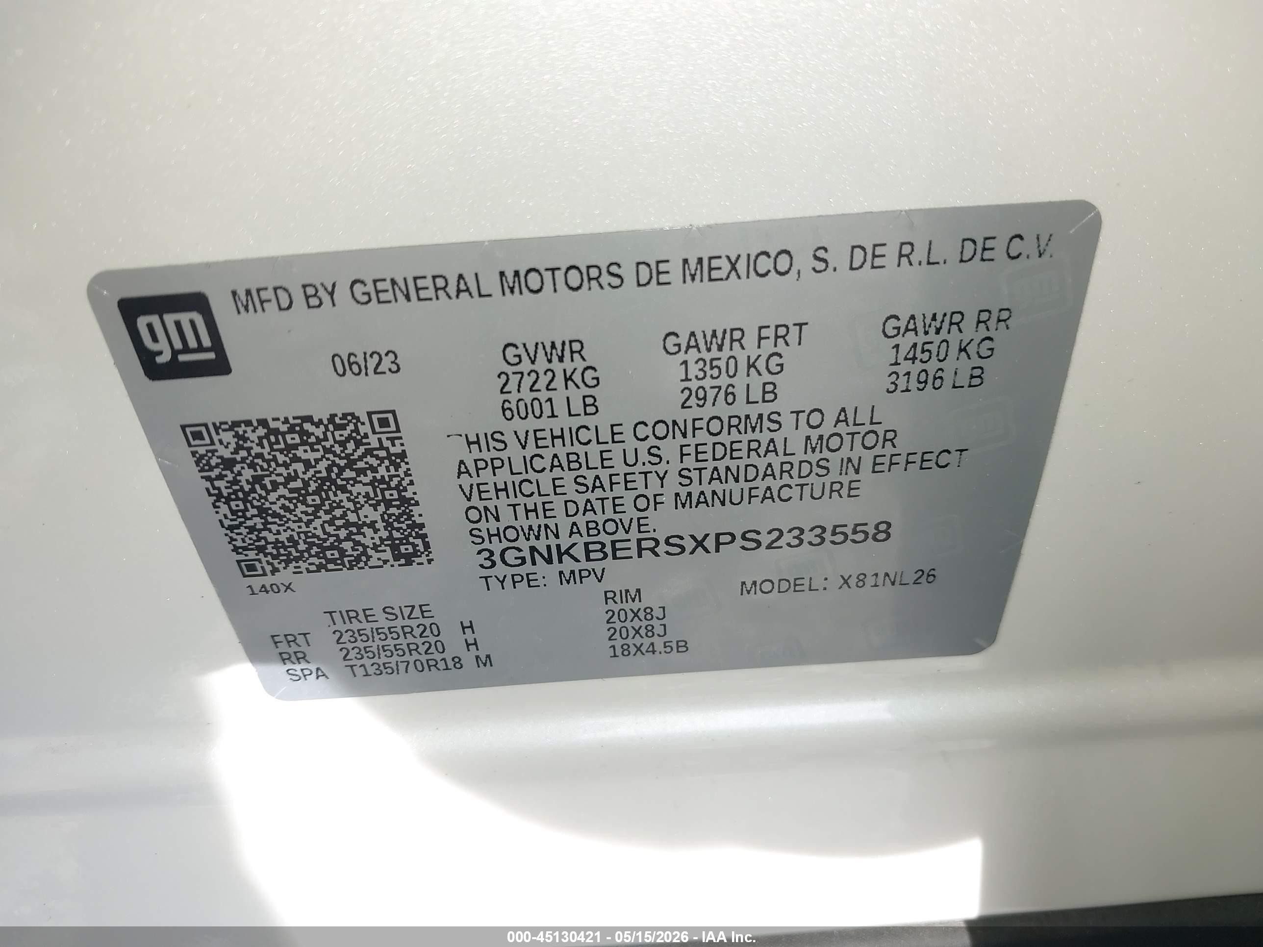 2023 Chevrolet Blazer Fwd Rs White vin: 3GNKBERSXPS233558