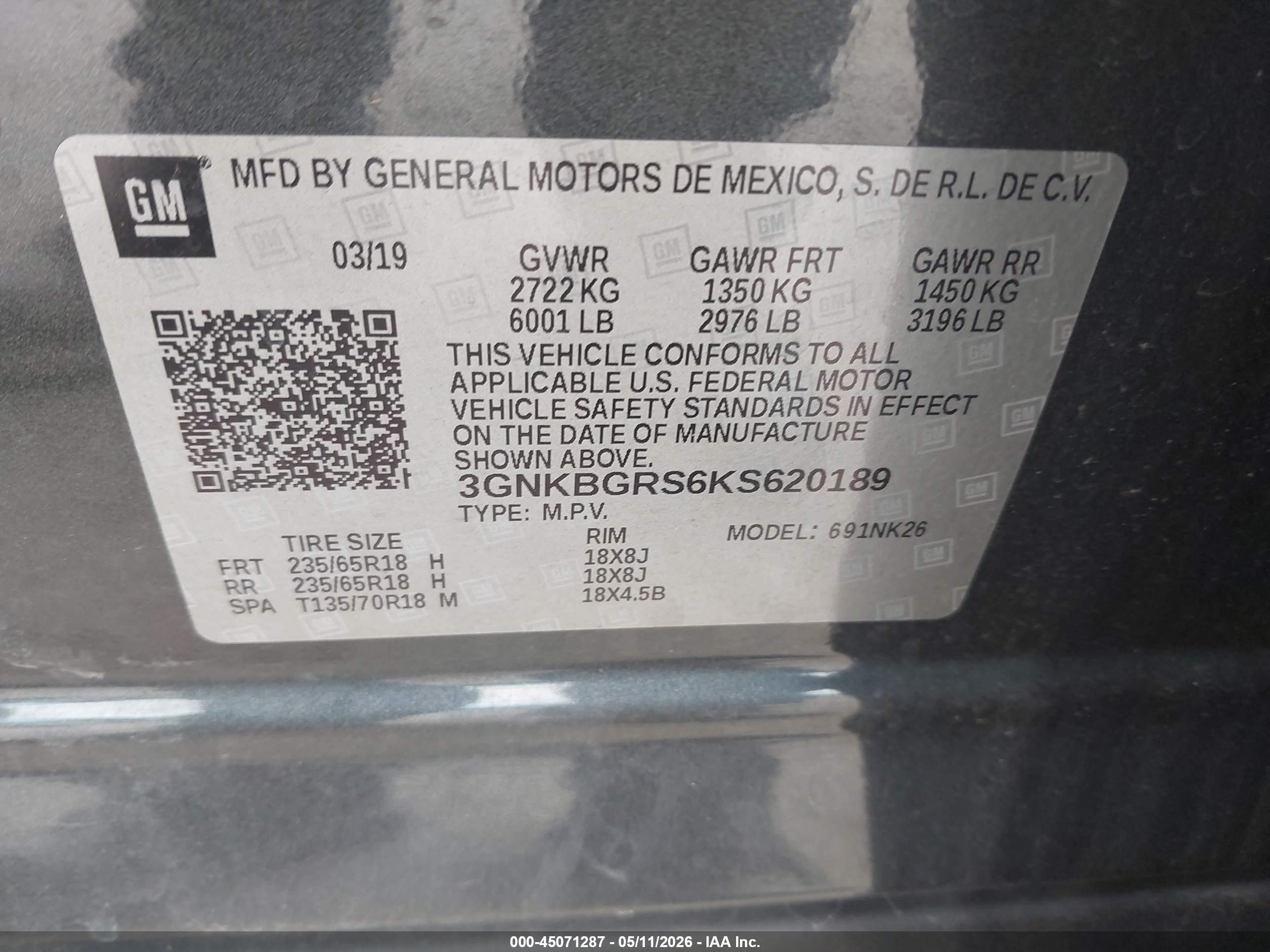 2019 Chevrolet Blazer   Gray vin: 3GNKBGRS6KS620189