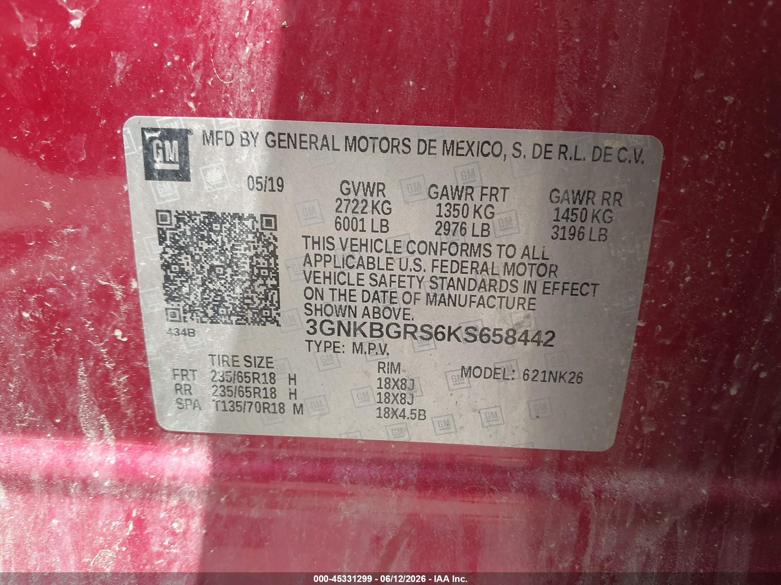 2019 Chevrolet Blazer   Red vin: 3GNKBGRS6KS658442