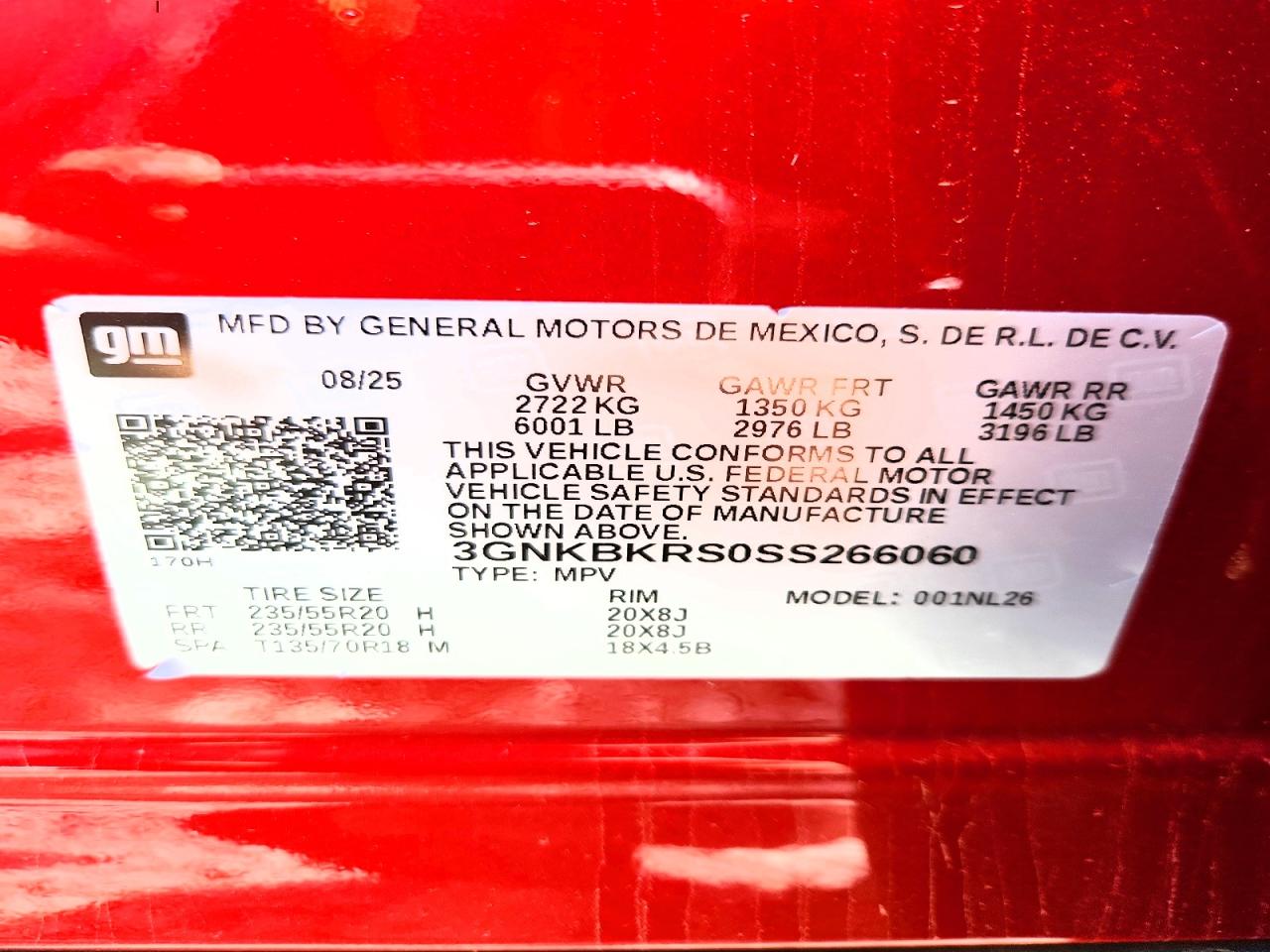 2025 Chevrolet Blazer Rs Red vin: 3GNKBKRS0SS266060