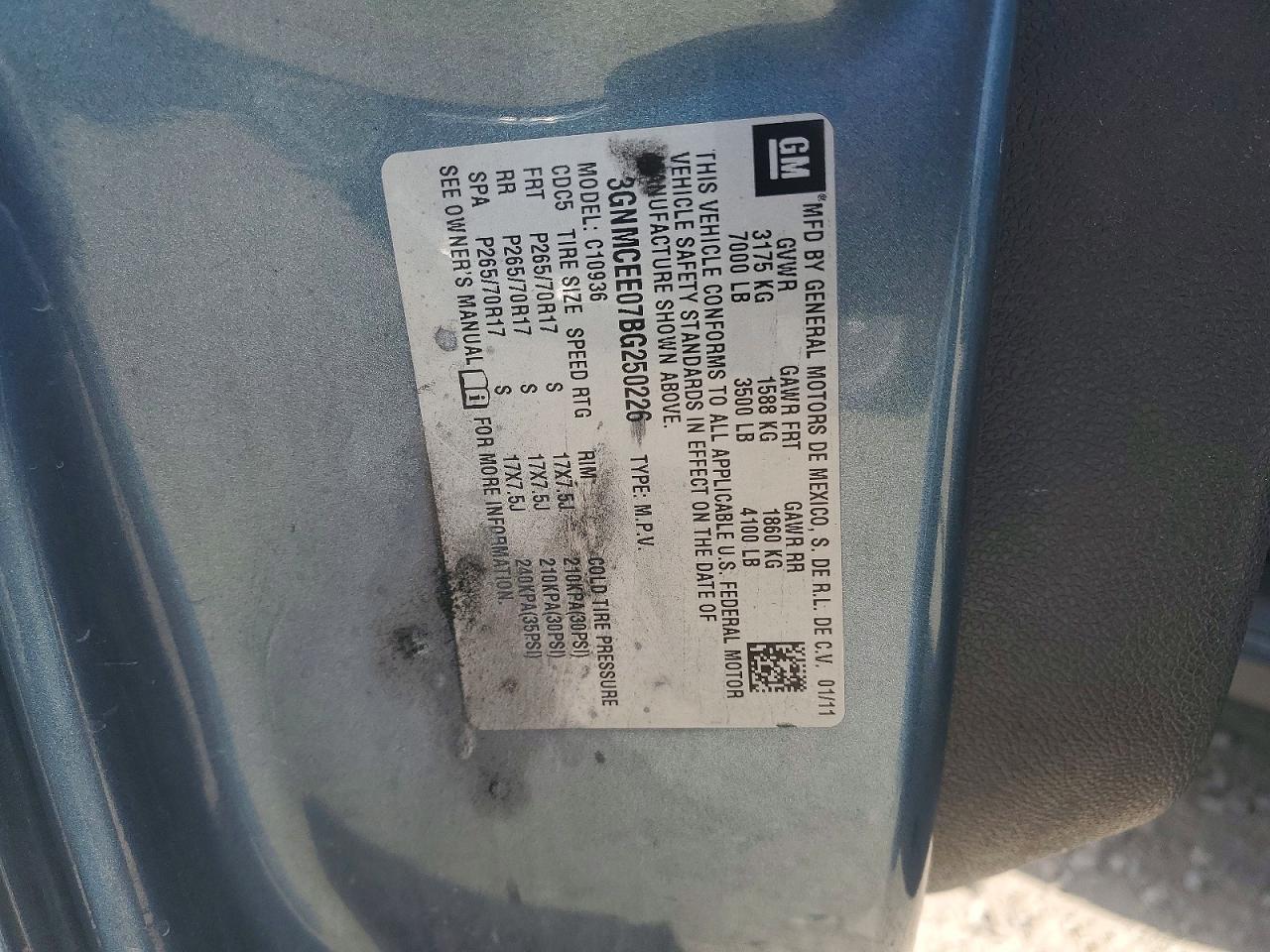2011 Chevrolet Avalanche Ls Blue vin: 3GNMCEE07BG250226