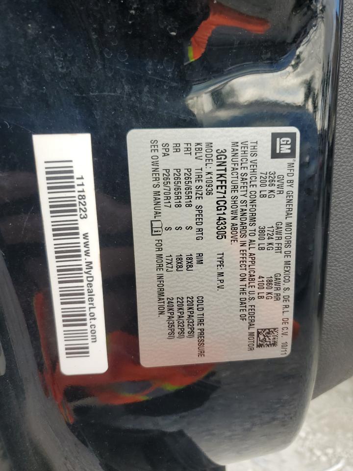 2012 Chevrolet Avalanche Lt Black vin: 3GNTKFE71CG143305