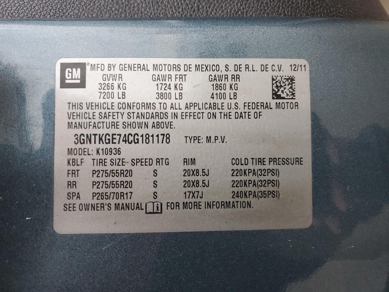 2012 Chevrolet Avalanche Ltz Blue vin: 3GNTKGE74CG181178