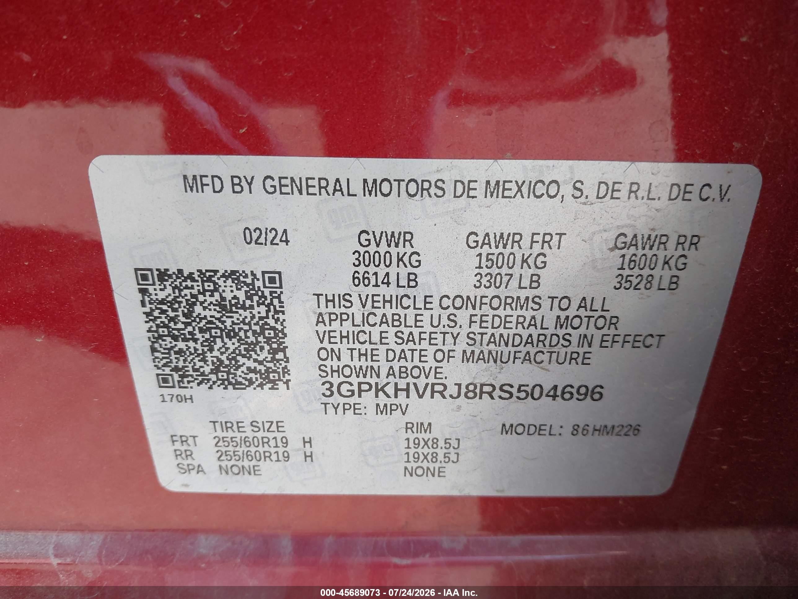 2024 Honda Prologue Ex Red vin: 3GPKHVRJ8RS504696