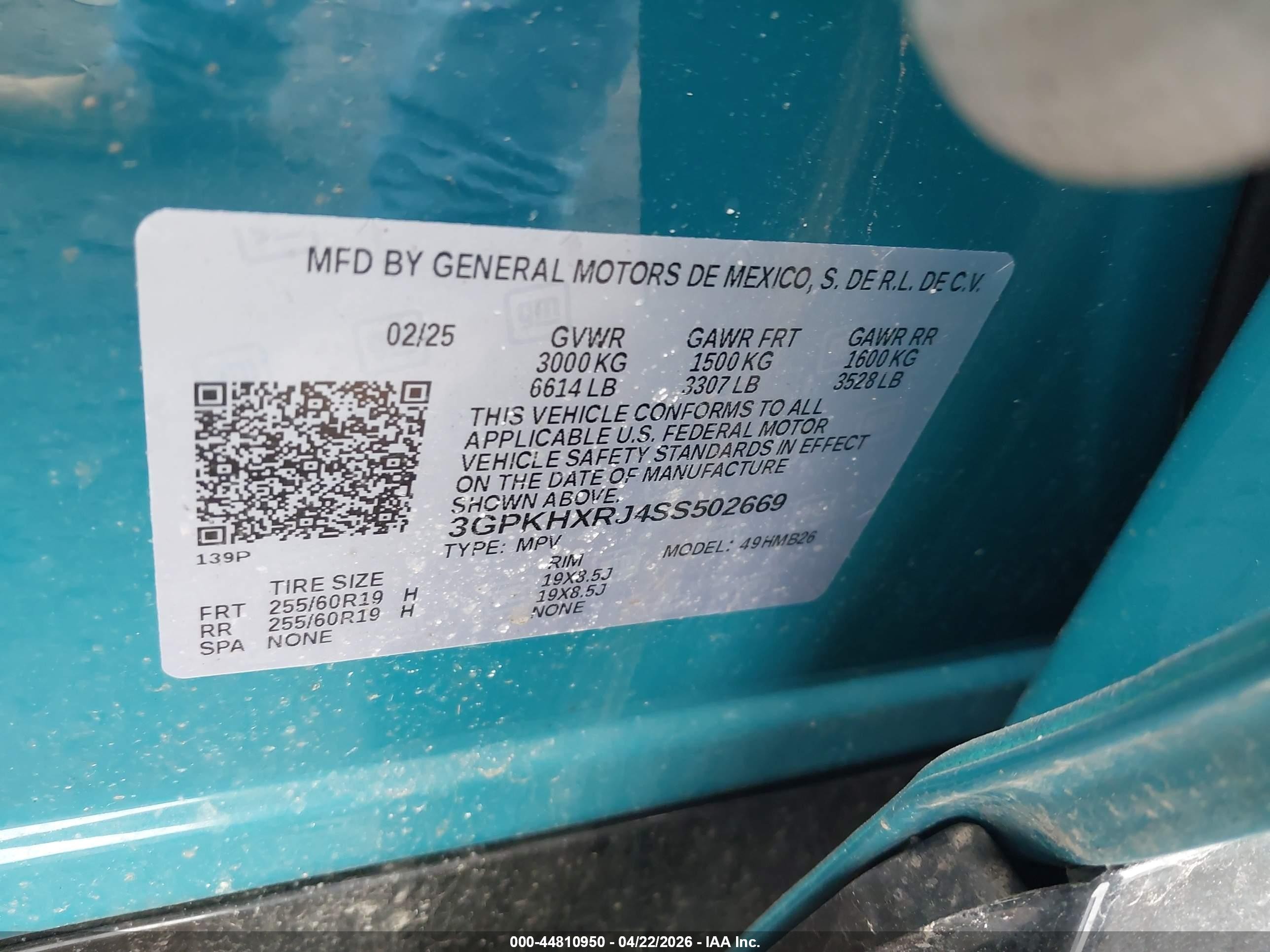2025 Honda Prologue Touring Turquoise vin: 3GPKHXRJ4SS502669