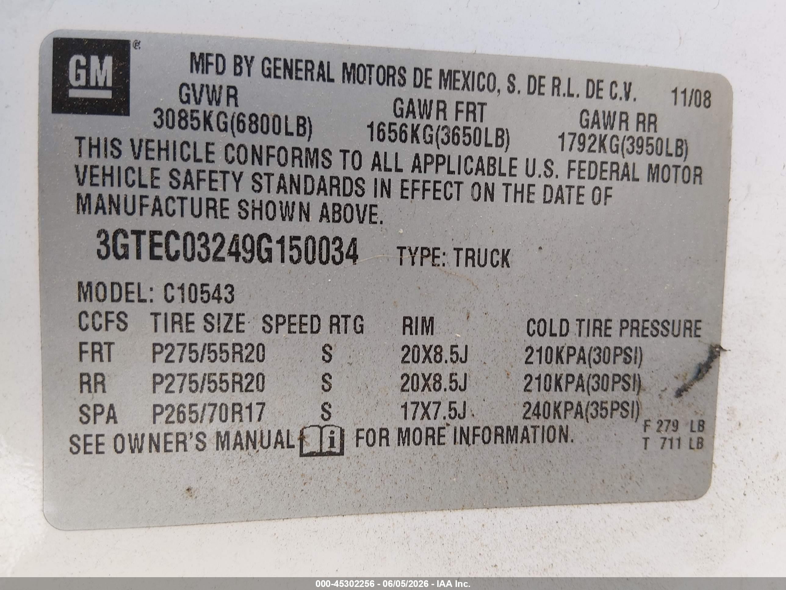 2009 Gmc Sierra 1500 Denali White vin: 3GTEC03249G150034