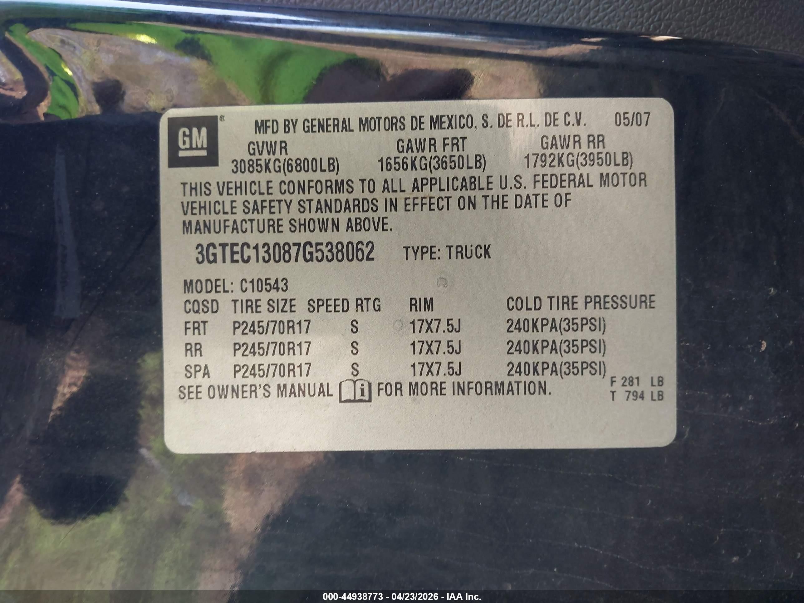 2007 Gmc Sierra 1500 Slt Black vin: 3GTEC13087G538062