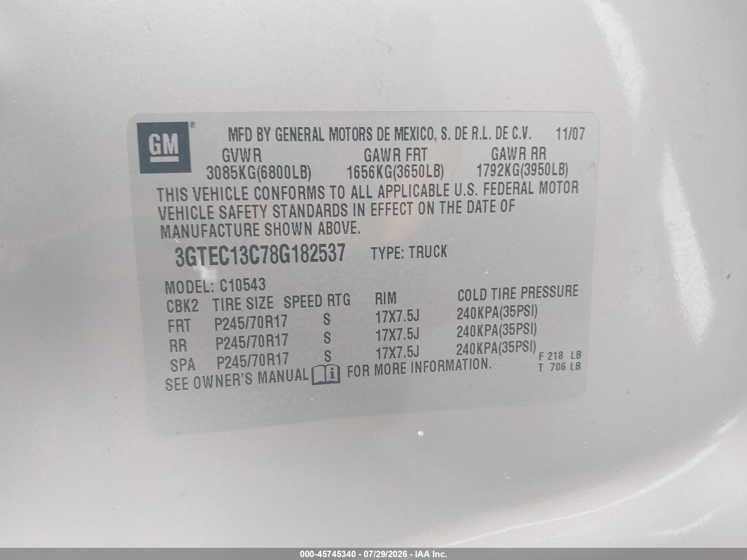2008 Gmc Sierra 1500 Sl Tan vin: 3GTEC13C78G182537