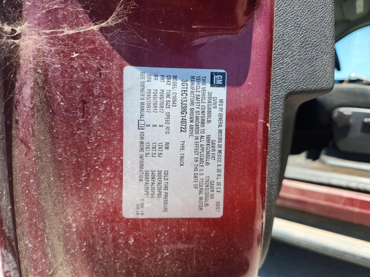 2008 Gmc Sierra C1500 Burgundy vin: 3GTEC13J38G140722