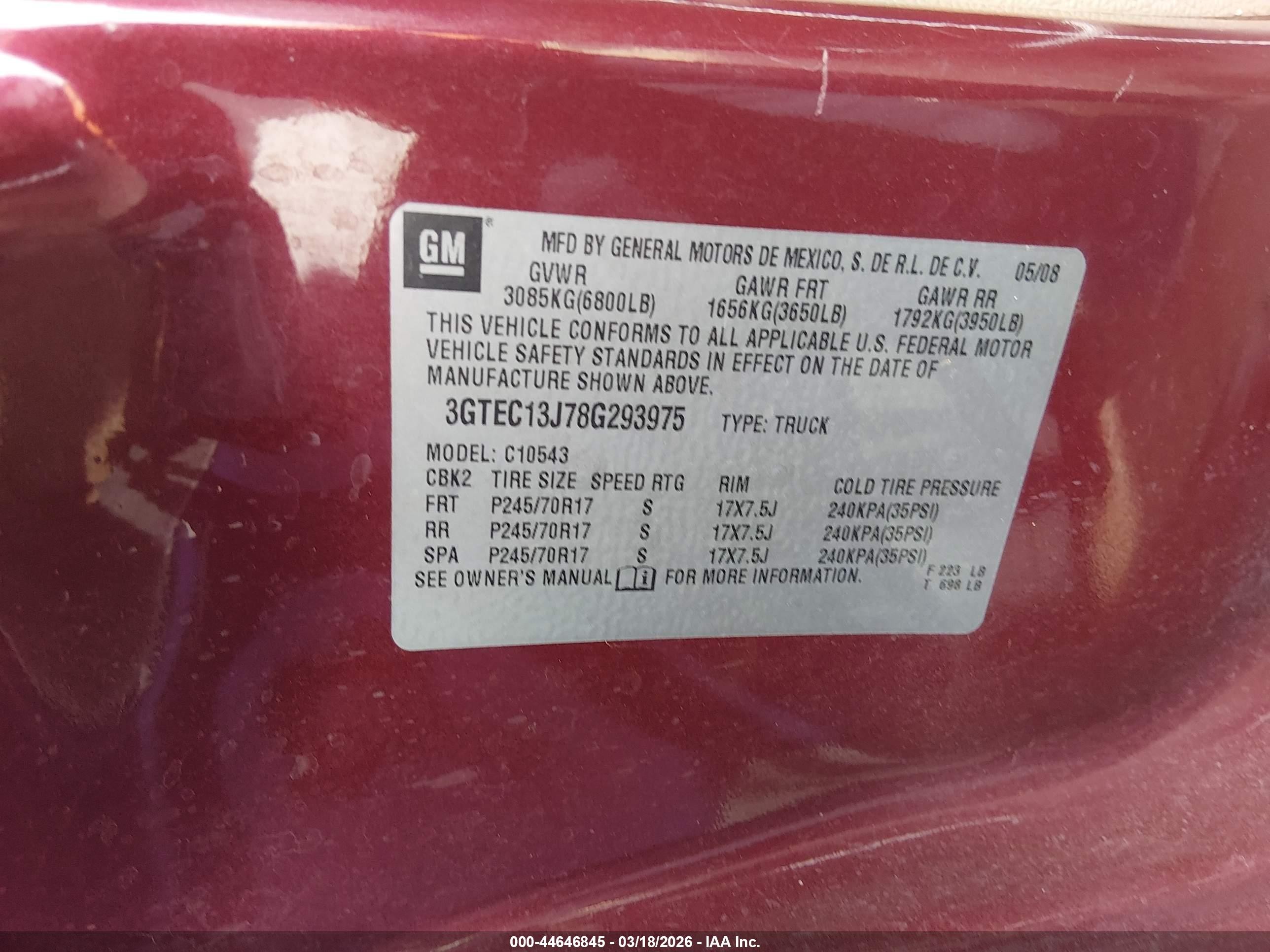 2008 Gmc Sierra 1500 Sle1 Burgundy vin: 3GTEC13J78G293975