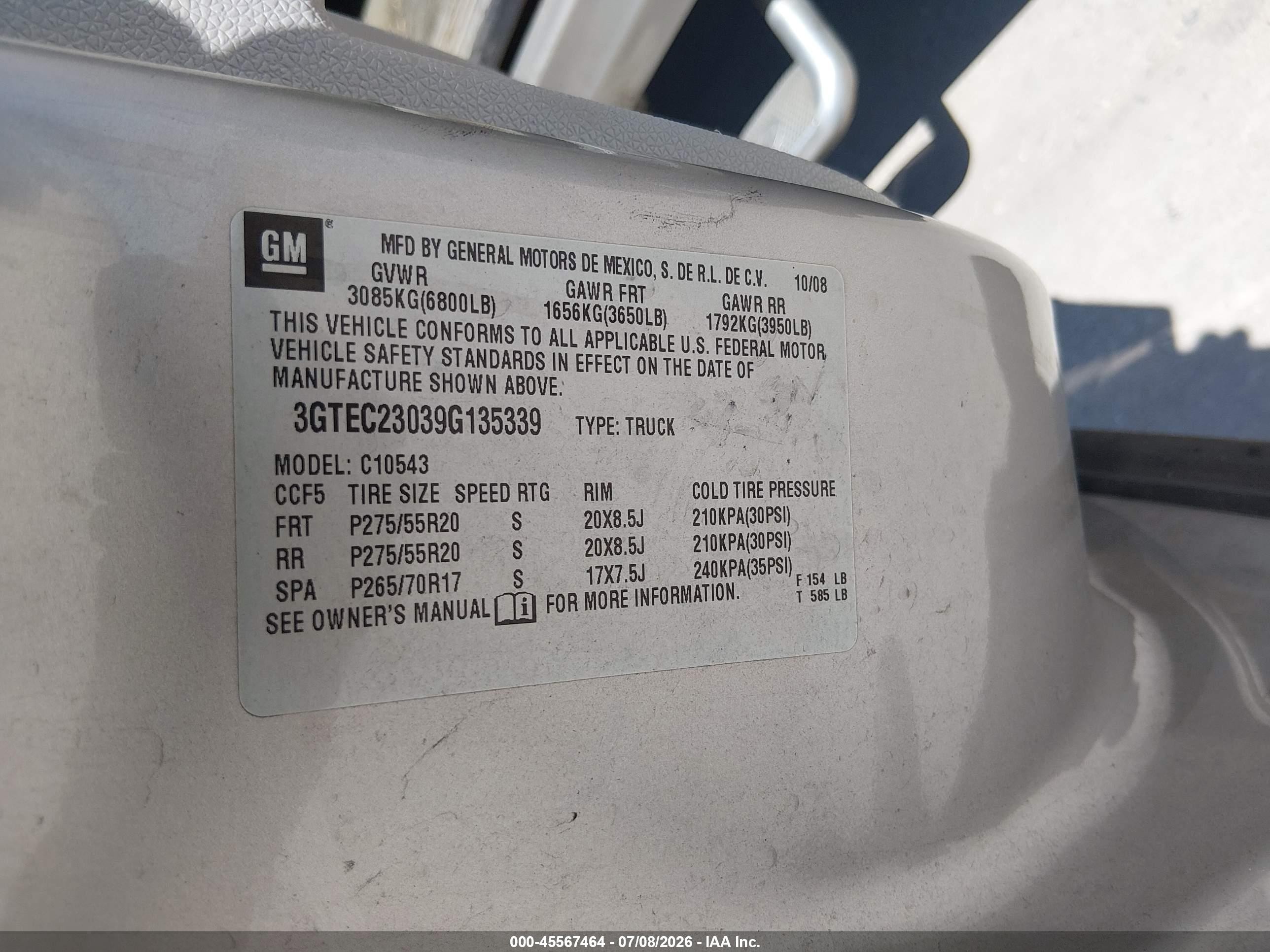 2009 Gmc Sierra 1500 Sle Золотой vin: 3GTEC23039G135339