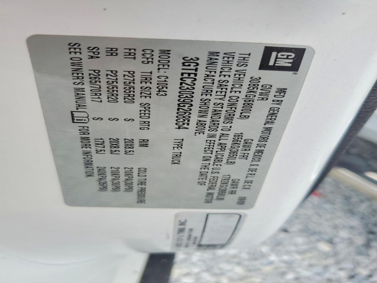 2009 Gmc Sierra C1500 Sle White vin: 3GTEC23039G268554